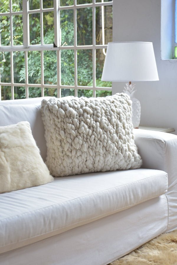 Clouds Chunky Knit Throw Pillow by Homelosophy