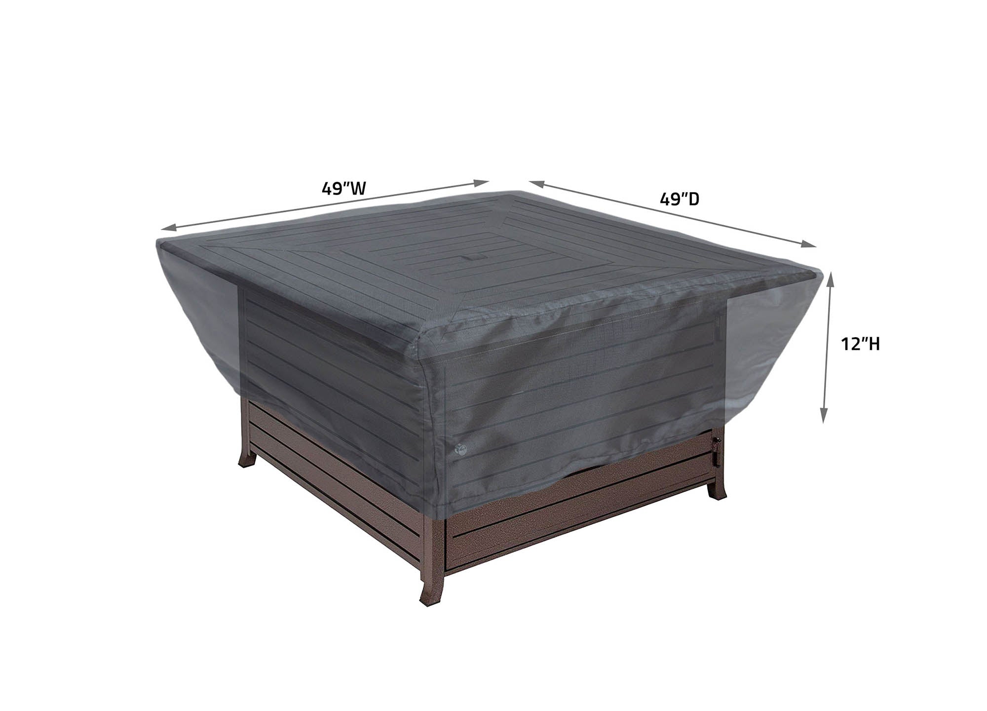 Fire Pit Cover Square 42"-48" - 49''Wx49''Dx12''H - Mercury by Shield Outdoor Covers - product image 2 for Resin Society