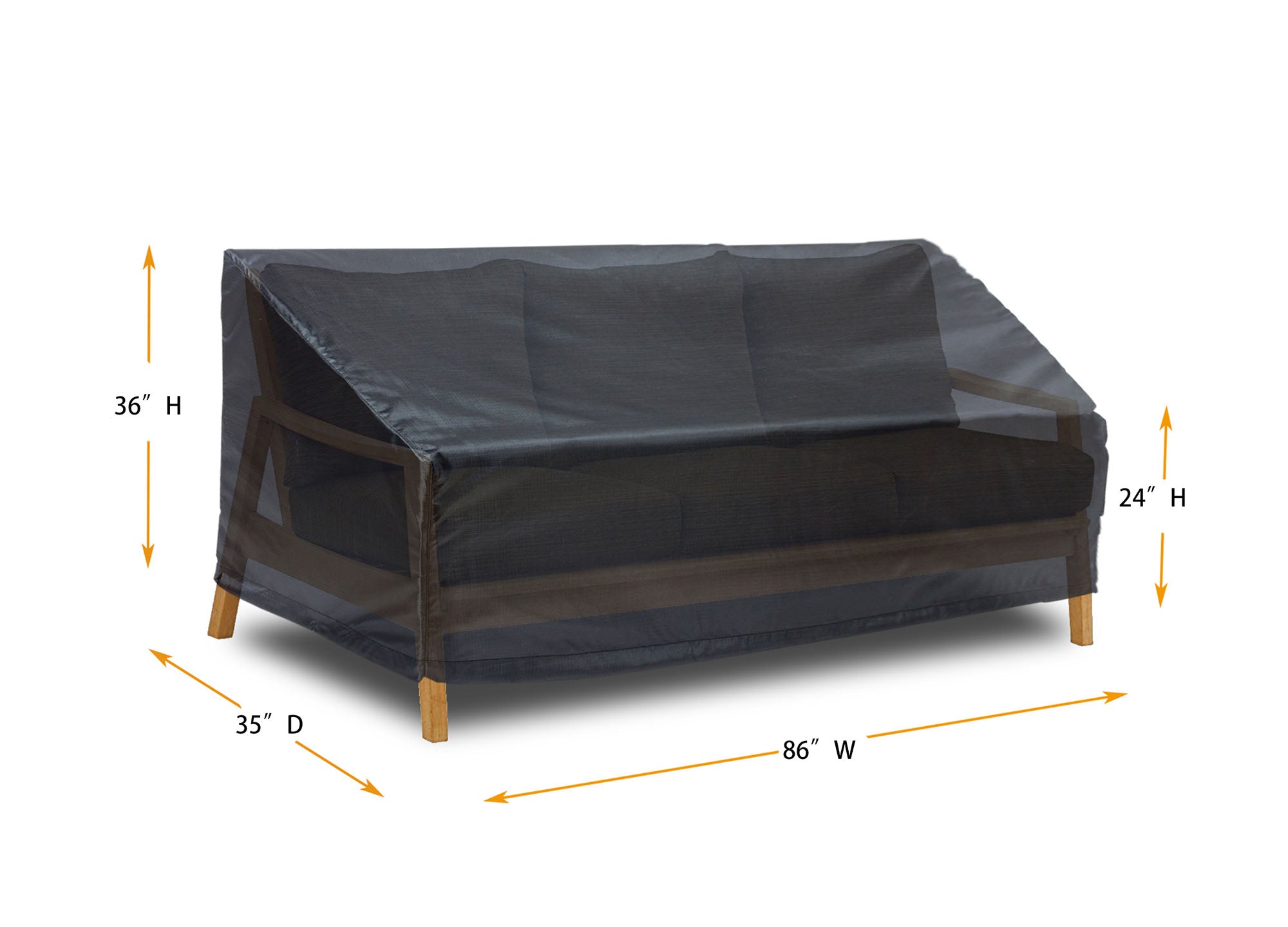 Sofa Cover Medium - 86"W x 35"D x 24''/36"H Gold by Shield Outdoor Covers - product image 2 for Resin Society