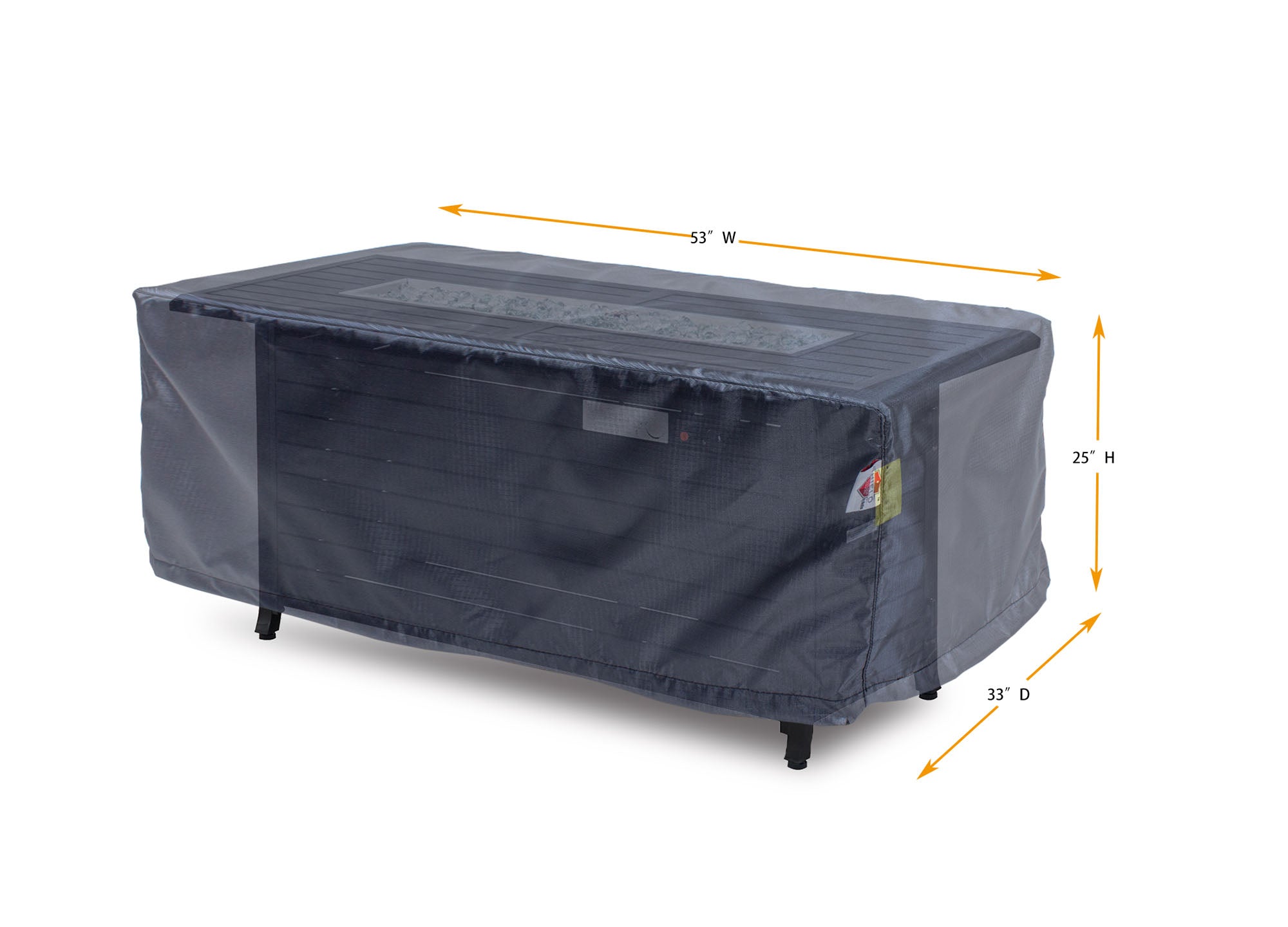 Rectangle Fire Table Cover - 53" W x 33" D x 25" H - Mercury by Shield Outdoor Covers - product image 2 for Resin Society