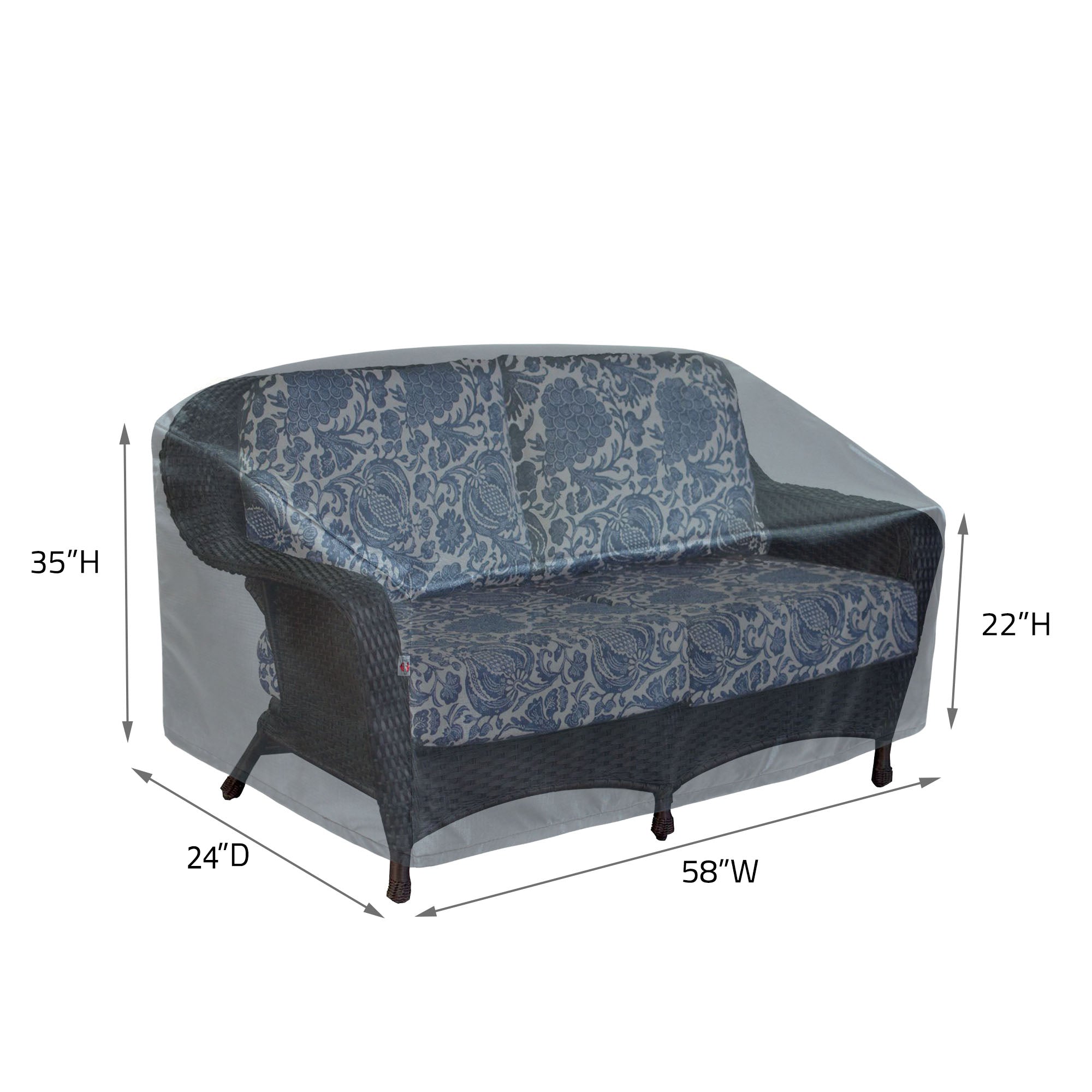 Loveseat Glider Chair Cover - 58"Wx38"Dx35"H - Mercury by Shield Outdoor Covers - product image 2 for Resin Society