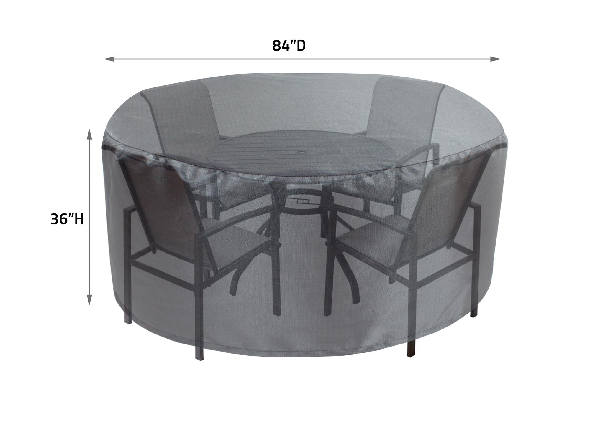 Round/Square Table Chair Cover 48" - DIA84'"x36'" - Mercury by Shield Outdoor Covers - product image 2 for Resin Society