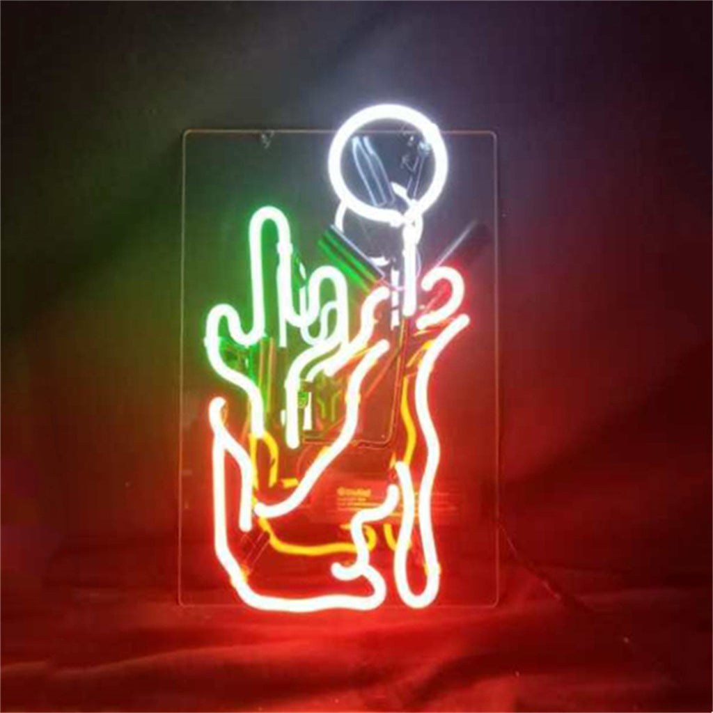 Cactus Wolf Moon Neon Sign glowing against a dark wall