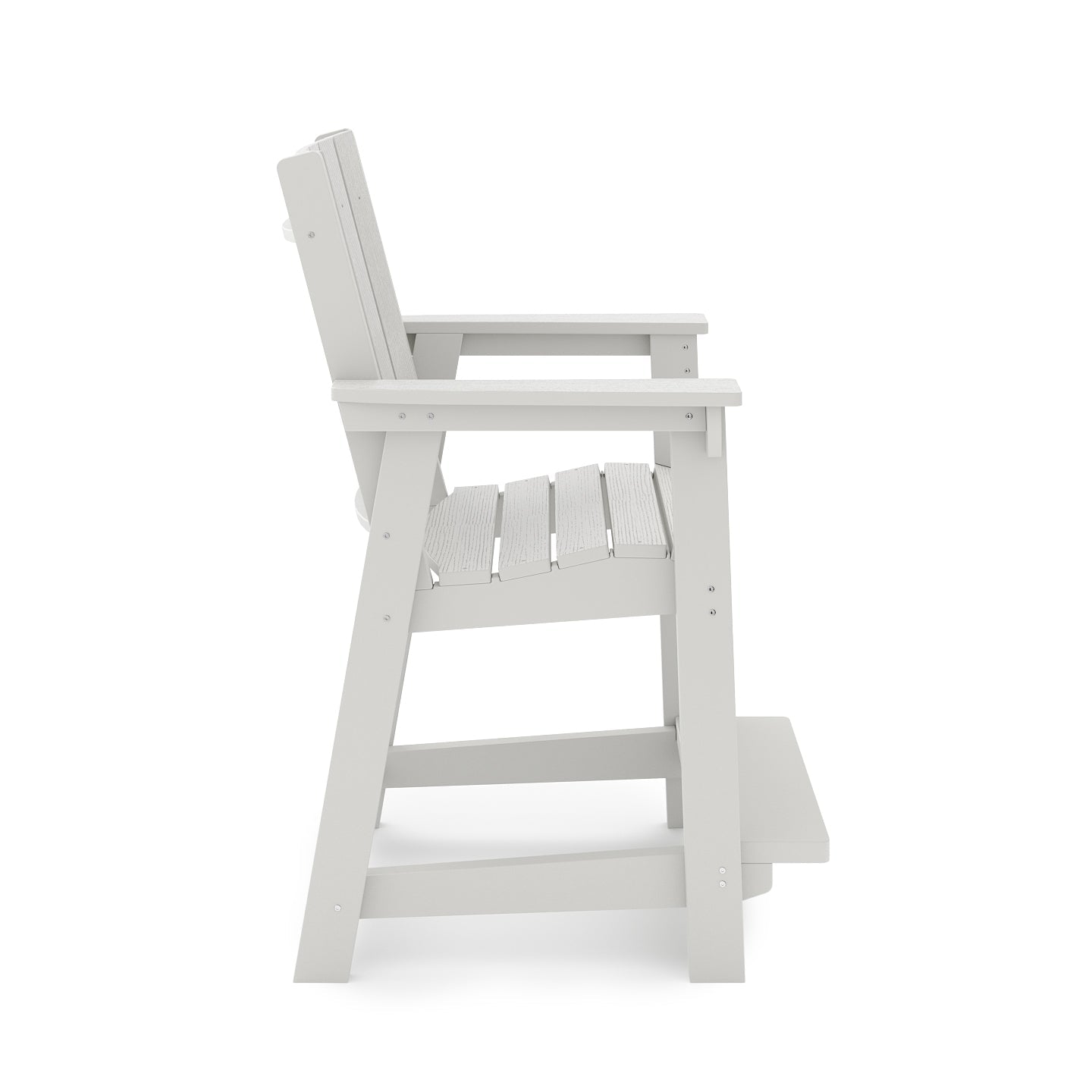 SoPoly Callaway Counter-Height Outdoor Dining Chair in Black, side and front views