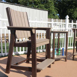 SoPoly Callaway Counter-Height Outdoor Dining Chair in Black, side and front views