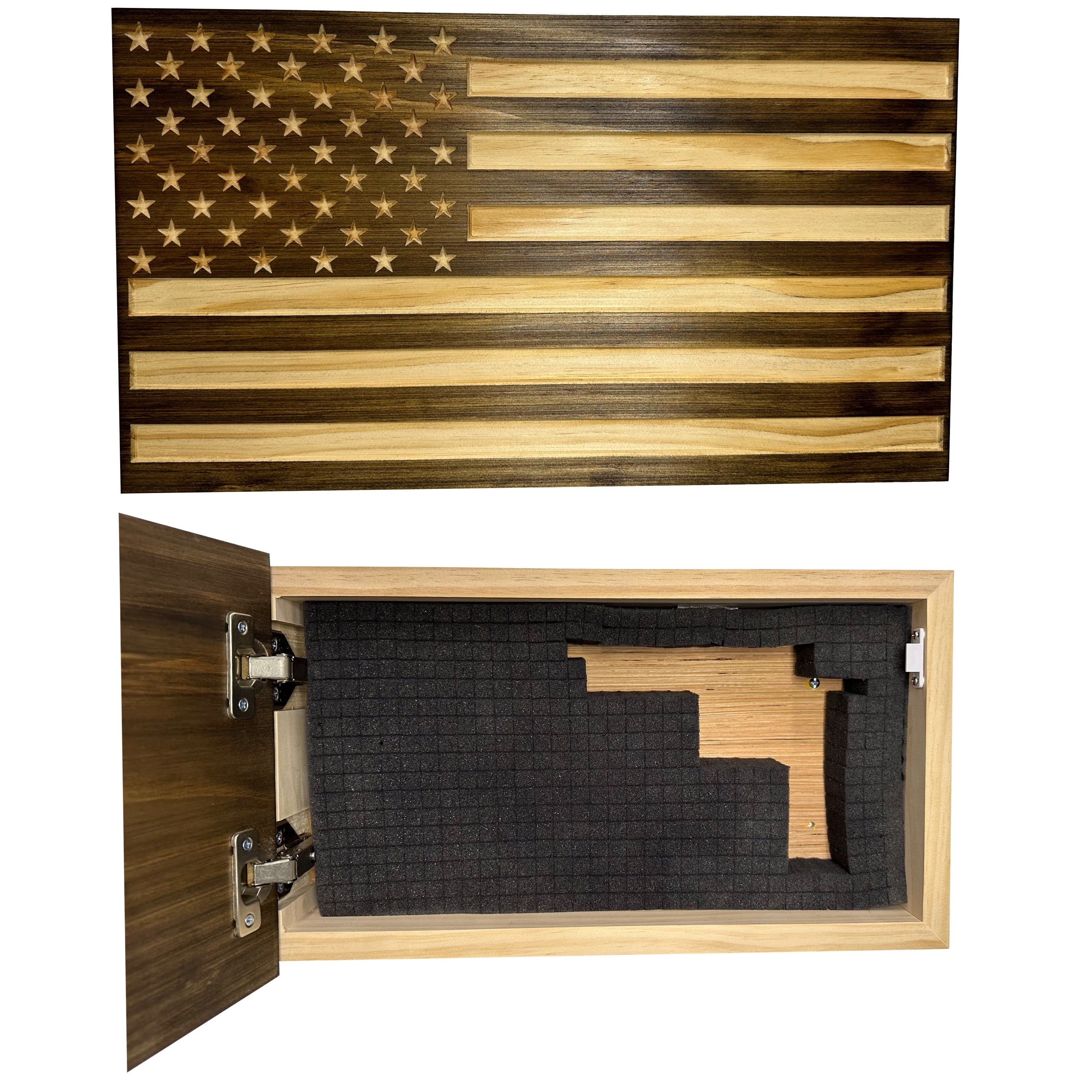 Carved American Flag Decorative Wall-Mounted Secure Gun Cabinet by Bellewood Designs - product image 2 for Resin Society