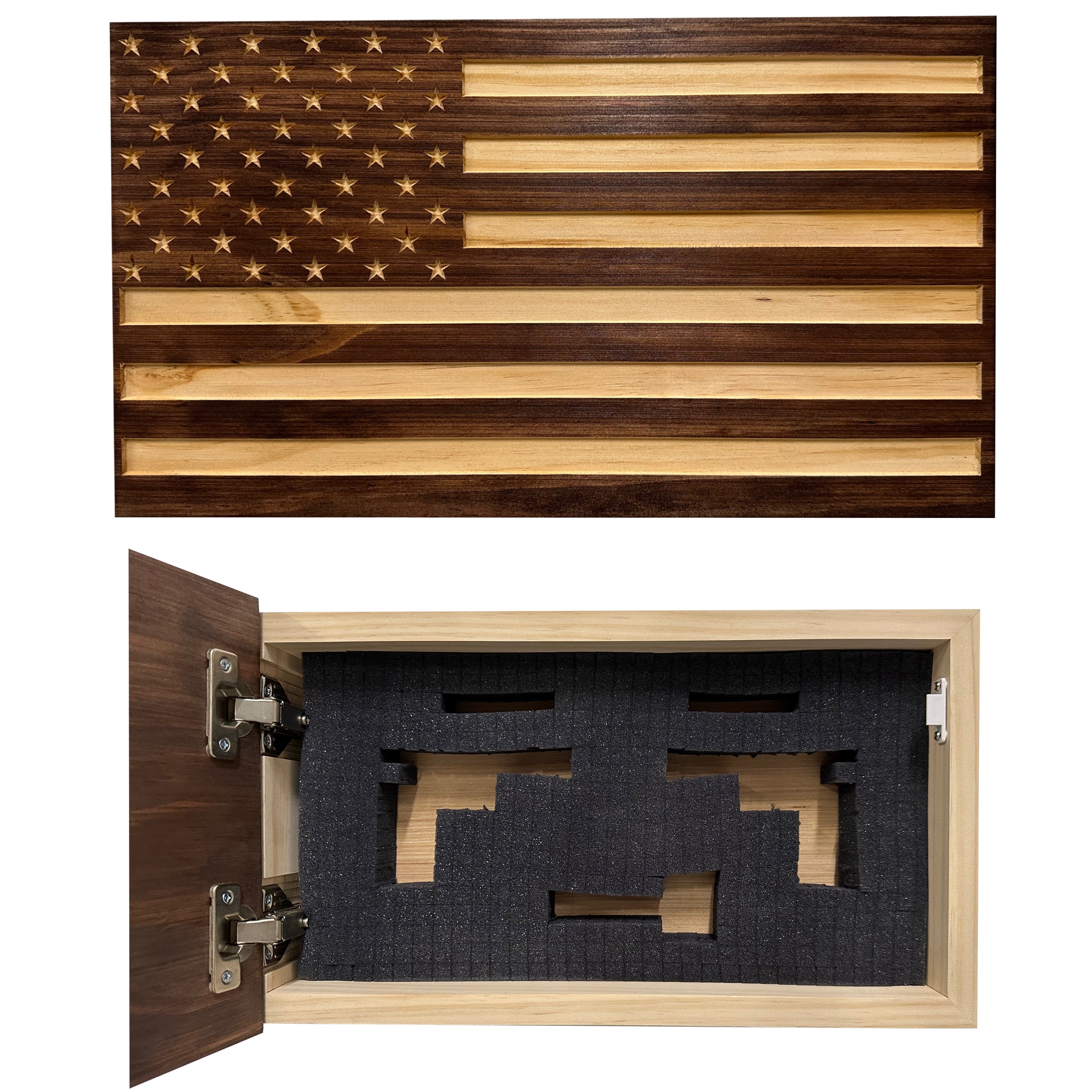 Carved American Flag Decorative Wall-Mounted Secure Gun Cabinet by Bellewood Designs - product image 4 for Resin Society