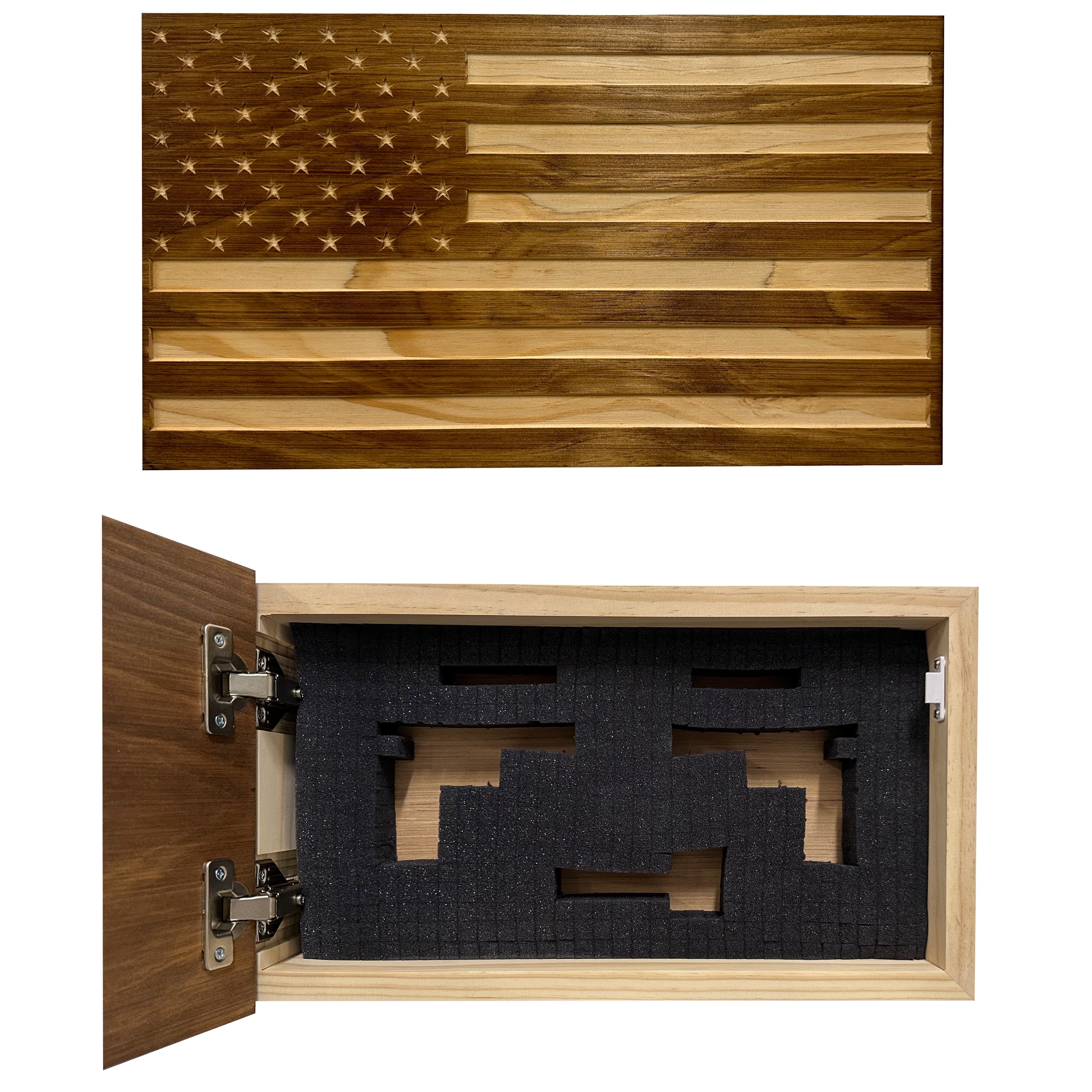 Carved American Flag Decorative Wall-Mounted Secure Gun Cabinet by Bellewood Designs - product image 5 for Resin Society