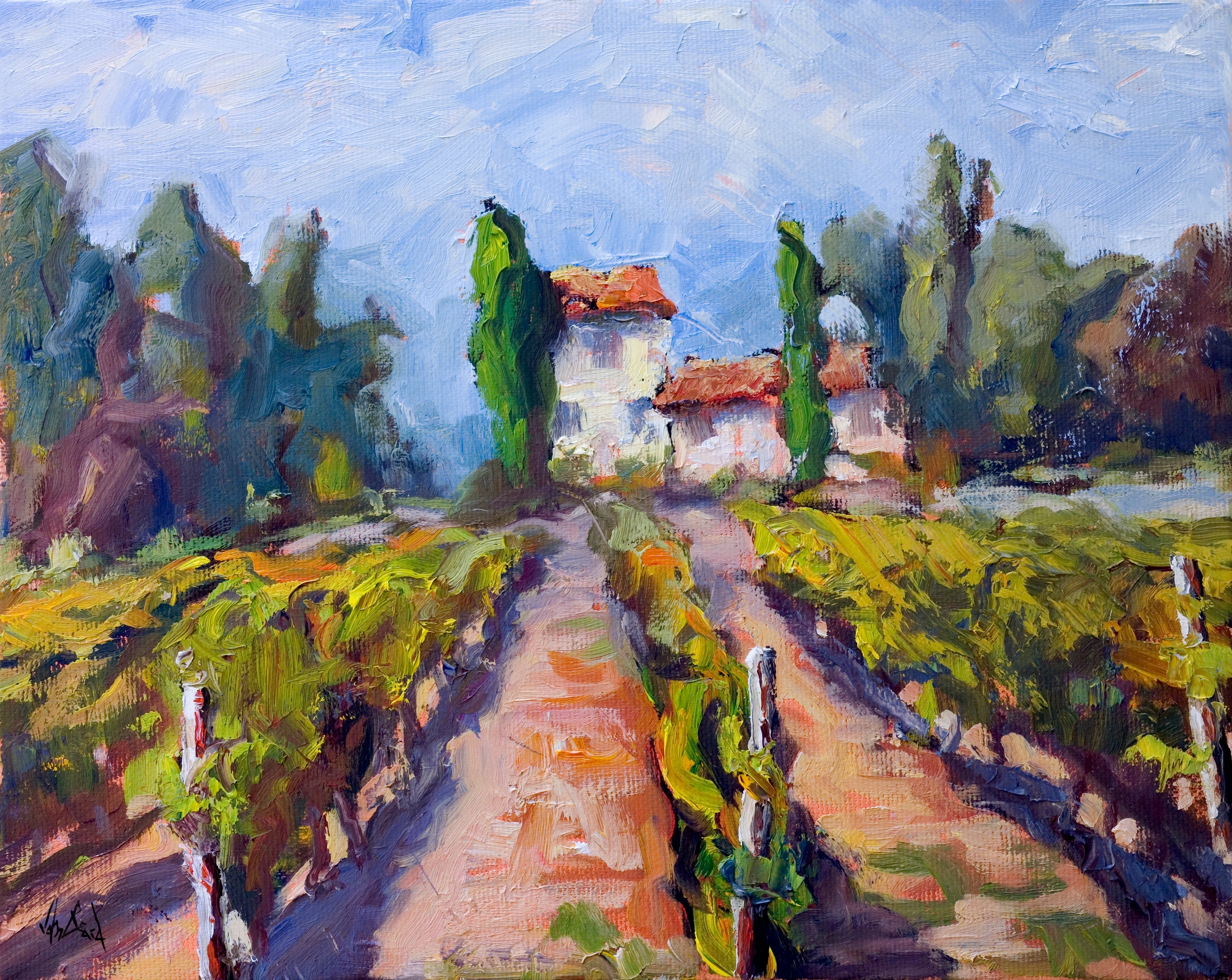 Chablis Vineyard Artist Enhanced Canvas Print by John Beard Collection - main product image for Resin Society