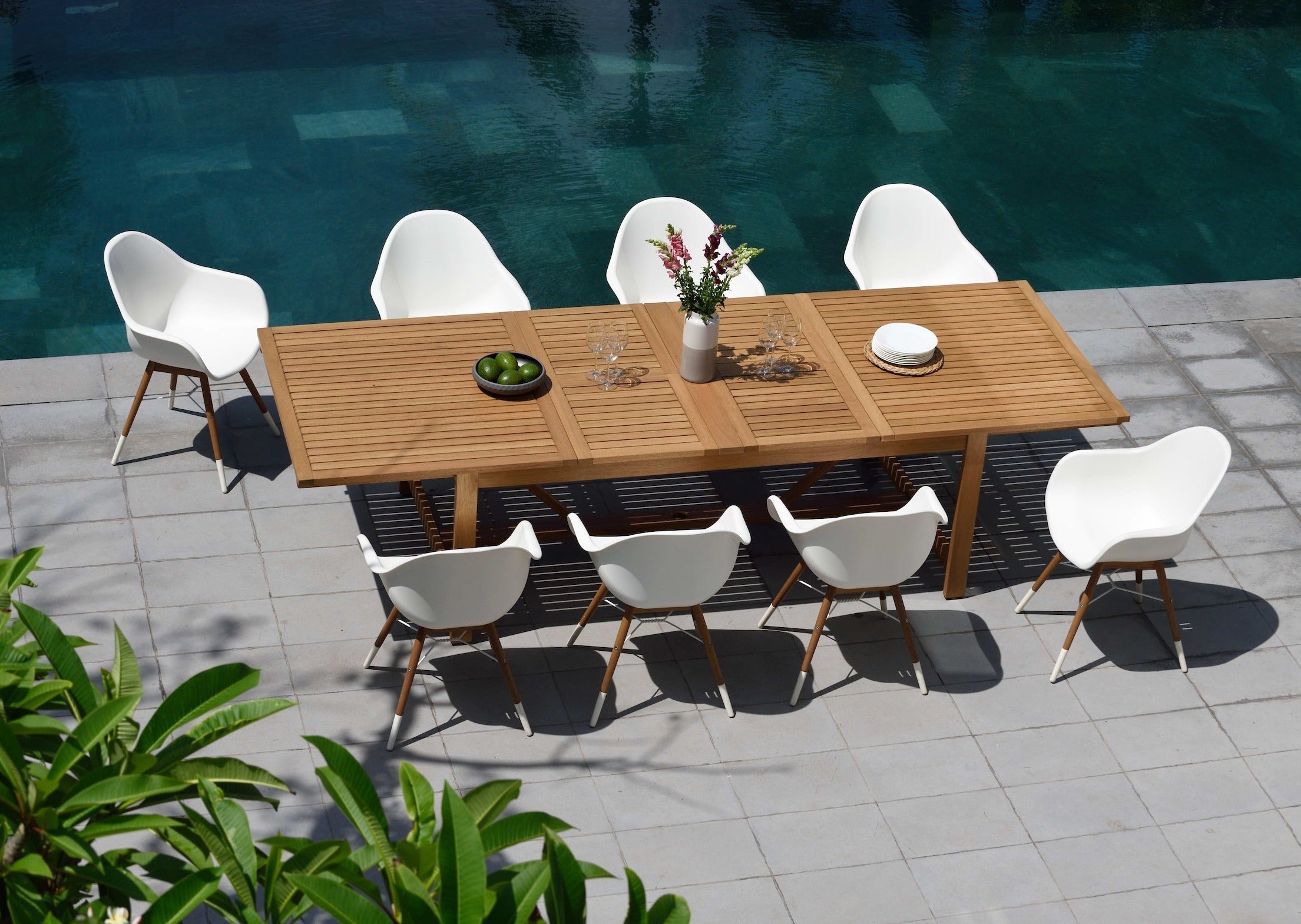 Leyland Table and 8 Chamonix Armchair Dining Set by LifestyleGarden US - main product image for Resin Society
