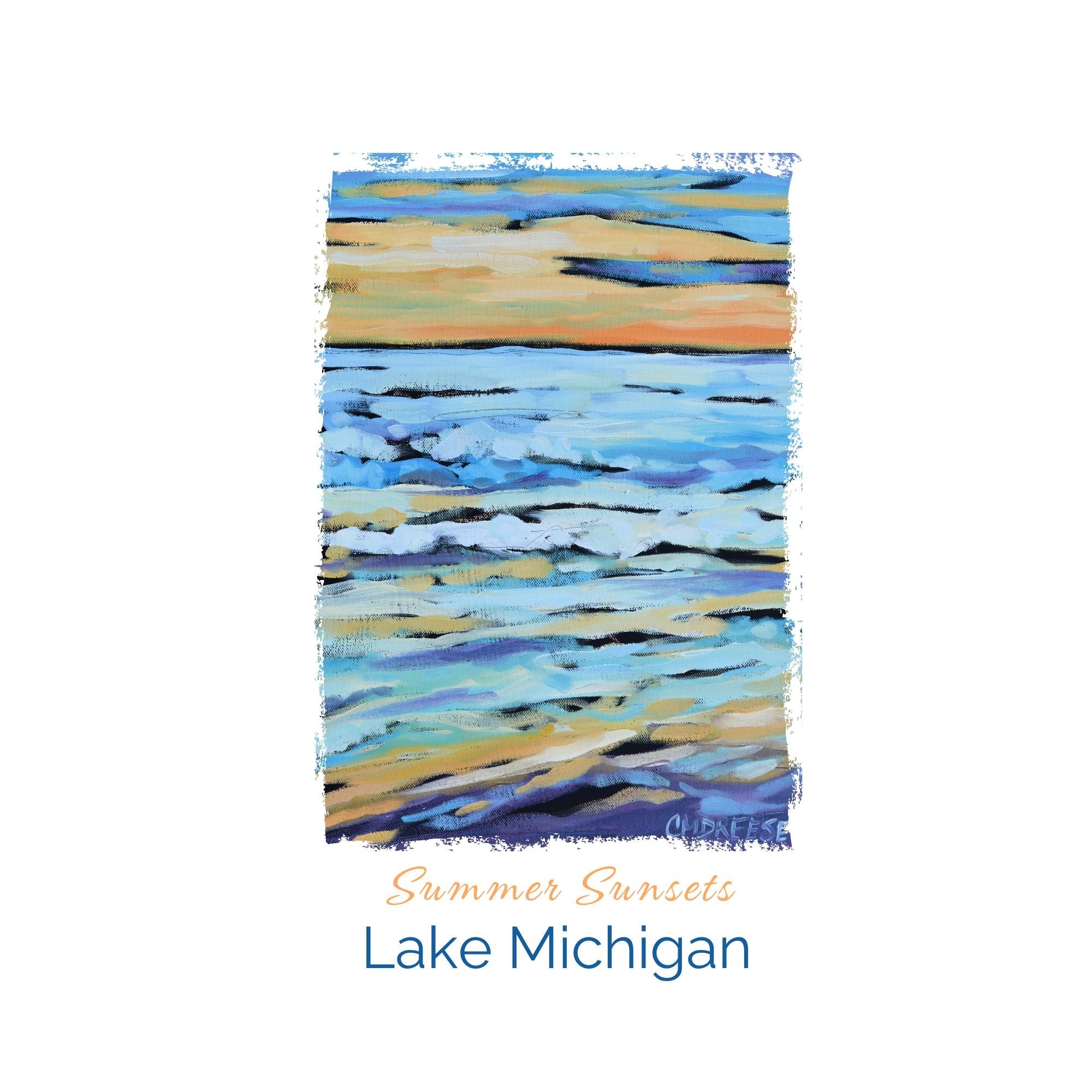 Dish Towel - "Summer Sunsets - Lake Michigan Kitchen Towel" detail image - Resin Society