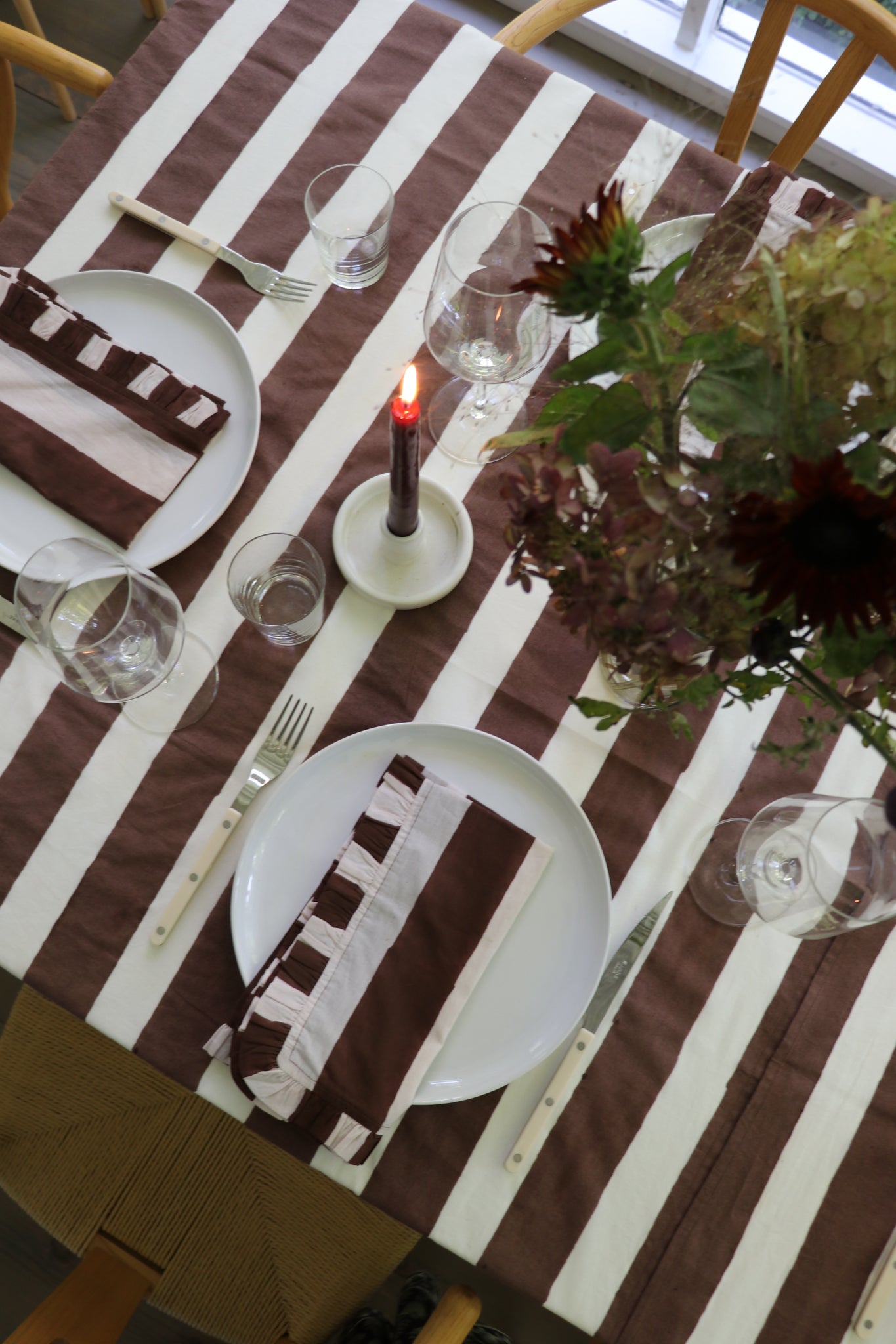 Chocolate Stripe Table Throw by Sarah Spiegel - product image 2 for Resin Society