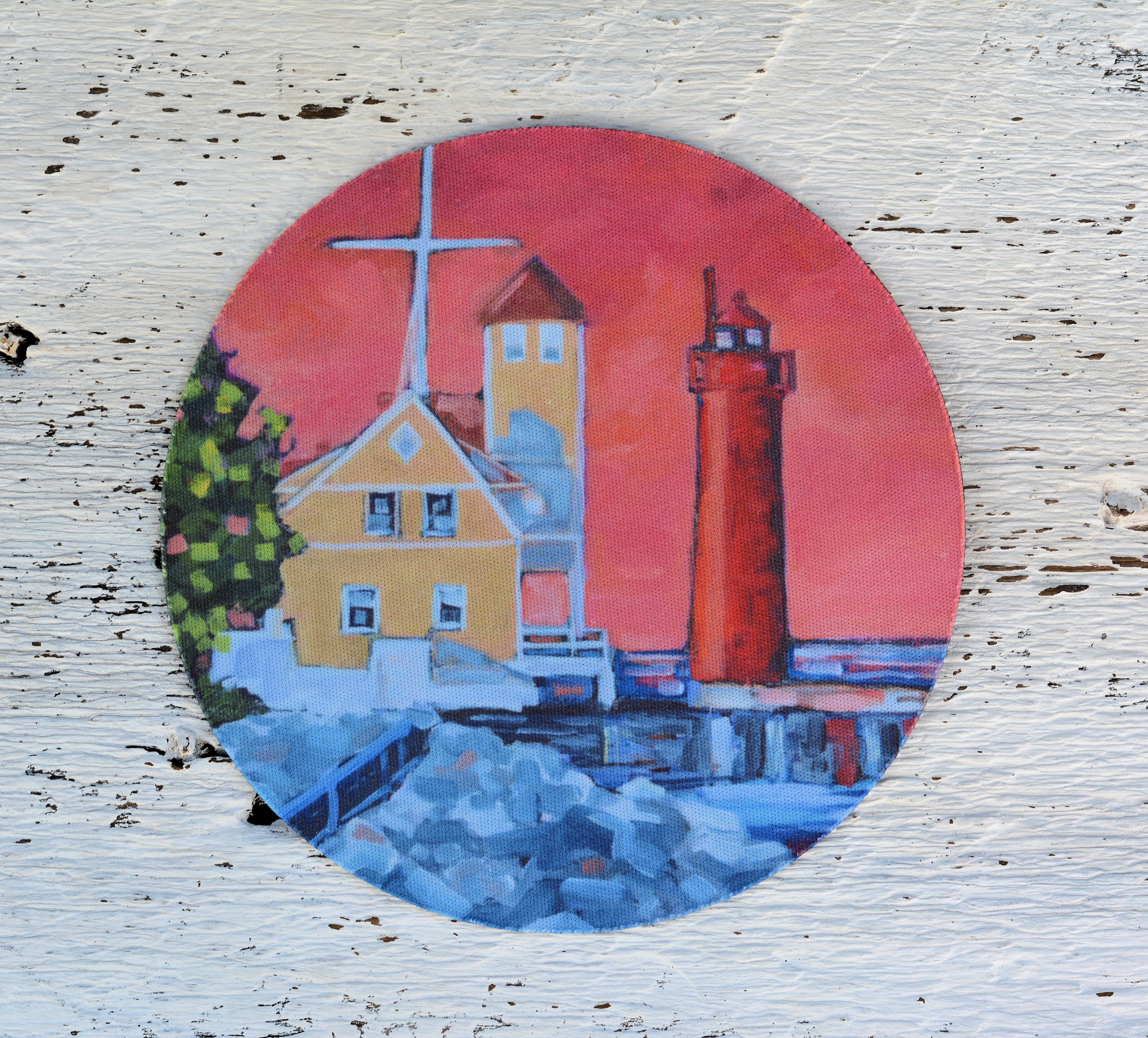 Rubber Grip Jar Opener - Muskegon Lighthouse Sunset by Dreese Fine Art - Resin Society