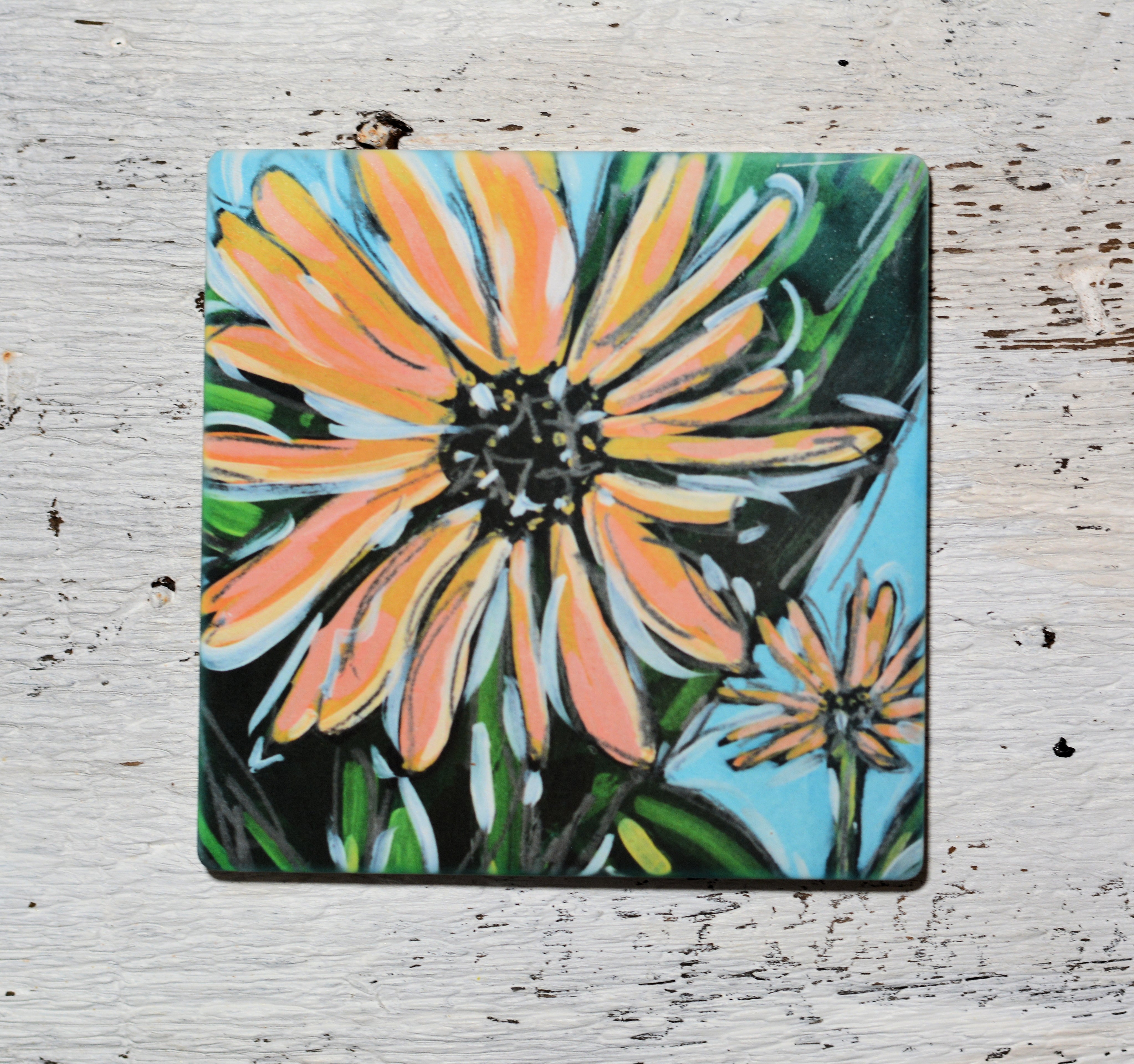 Coaster/ Trivet/ Magnet: Yellow Daisy by Dreese Fine Art - Resin Society