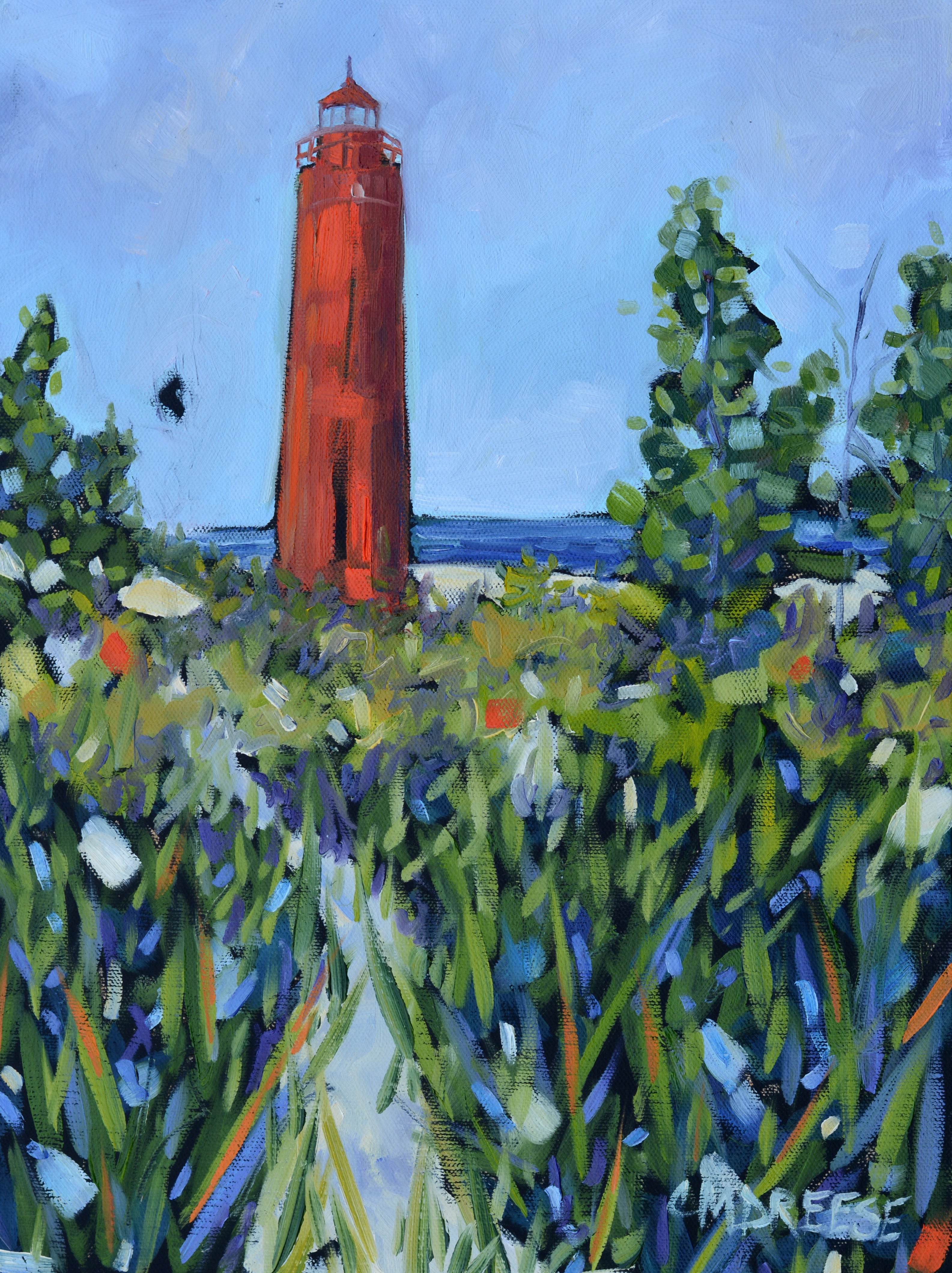 "Little Sable Lighthouse" Silver Lake Print on Paper- Wall Art Home Decor by Dreese Fine Art - Resin Society
