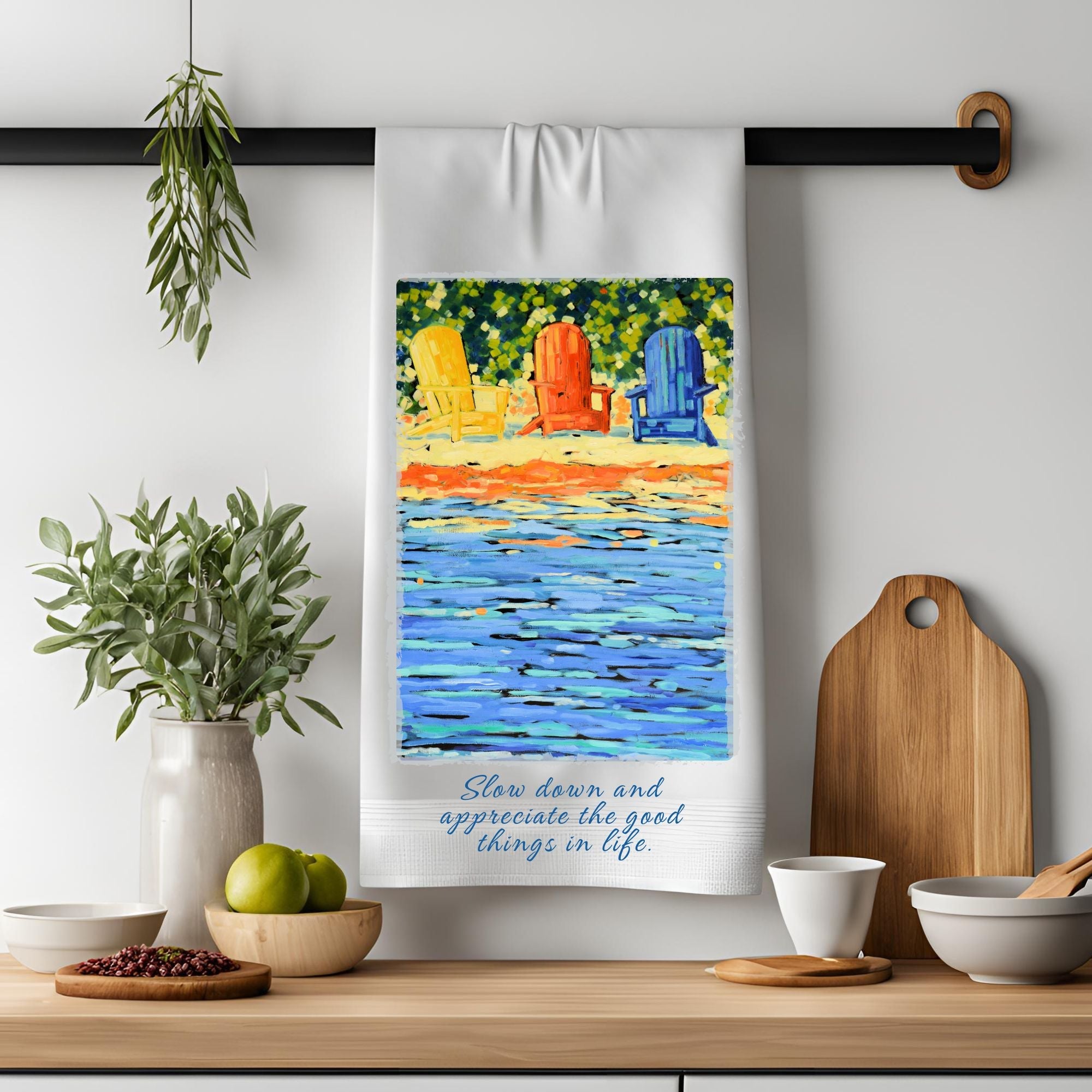 Dish Towel - "Slow Down and Appreciate the Good Things in Life" by Dreese Fine Art - Resin Society