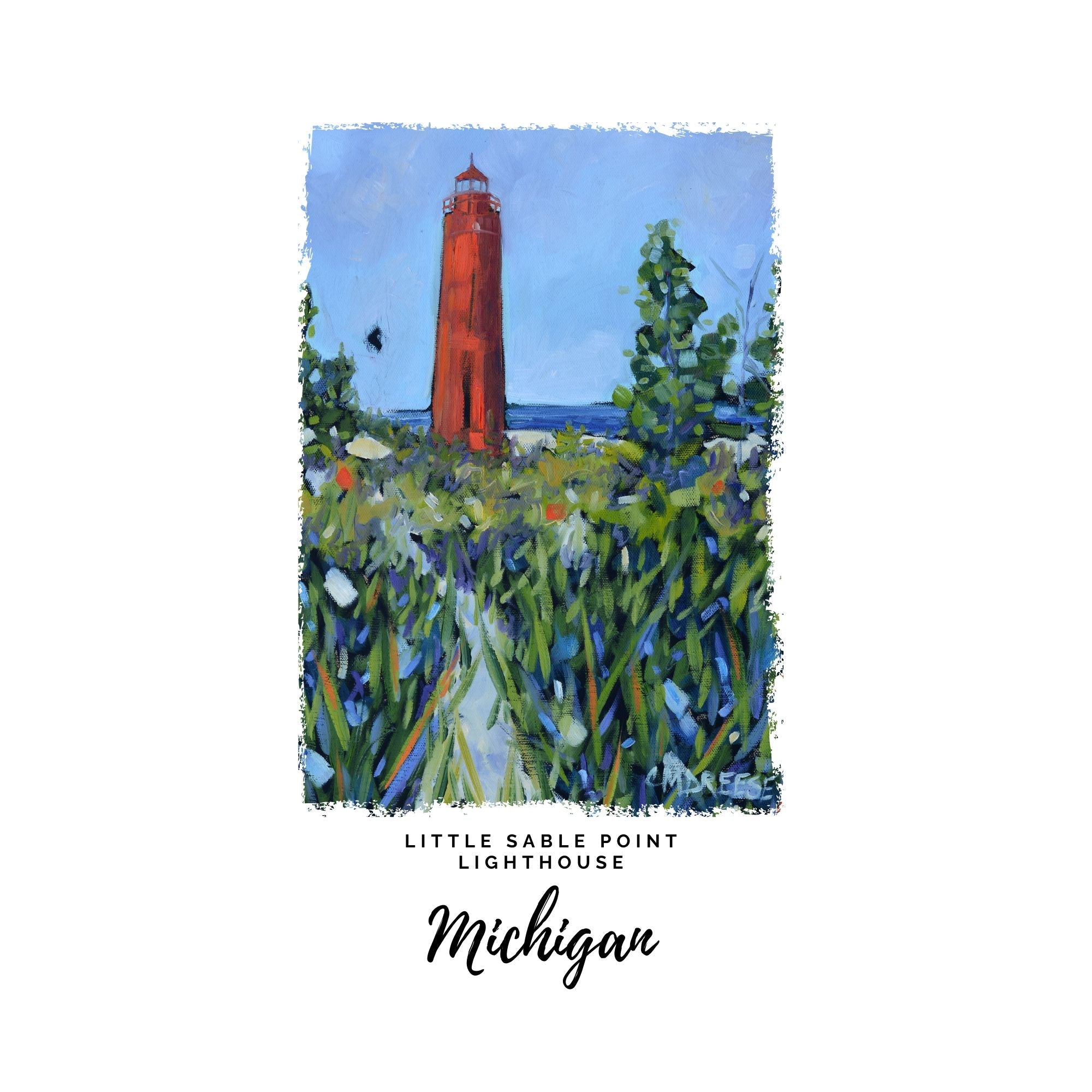 Dish Towel - "Little Sable Point Lighthouse Mears Michigan Kitchen Towel" detail image - Resin Society