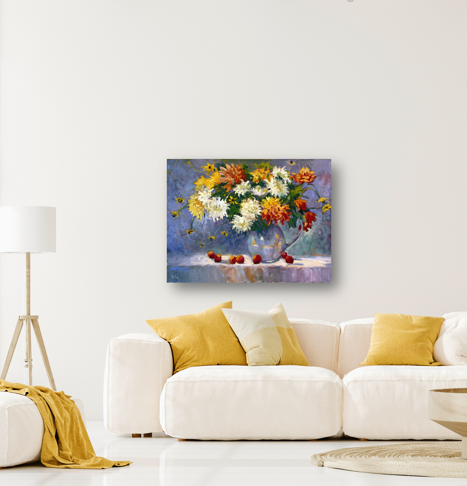 Chrysanthemums Artist Enhanced Canvas Print by John Beard Collection - product image 3 for Resin Society
