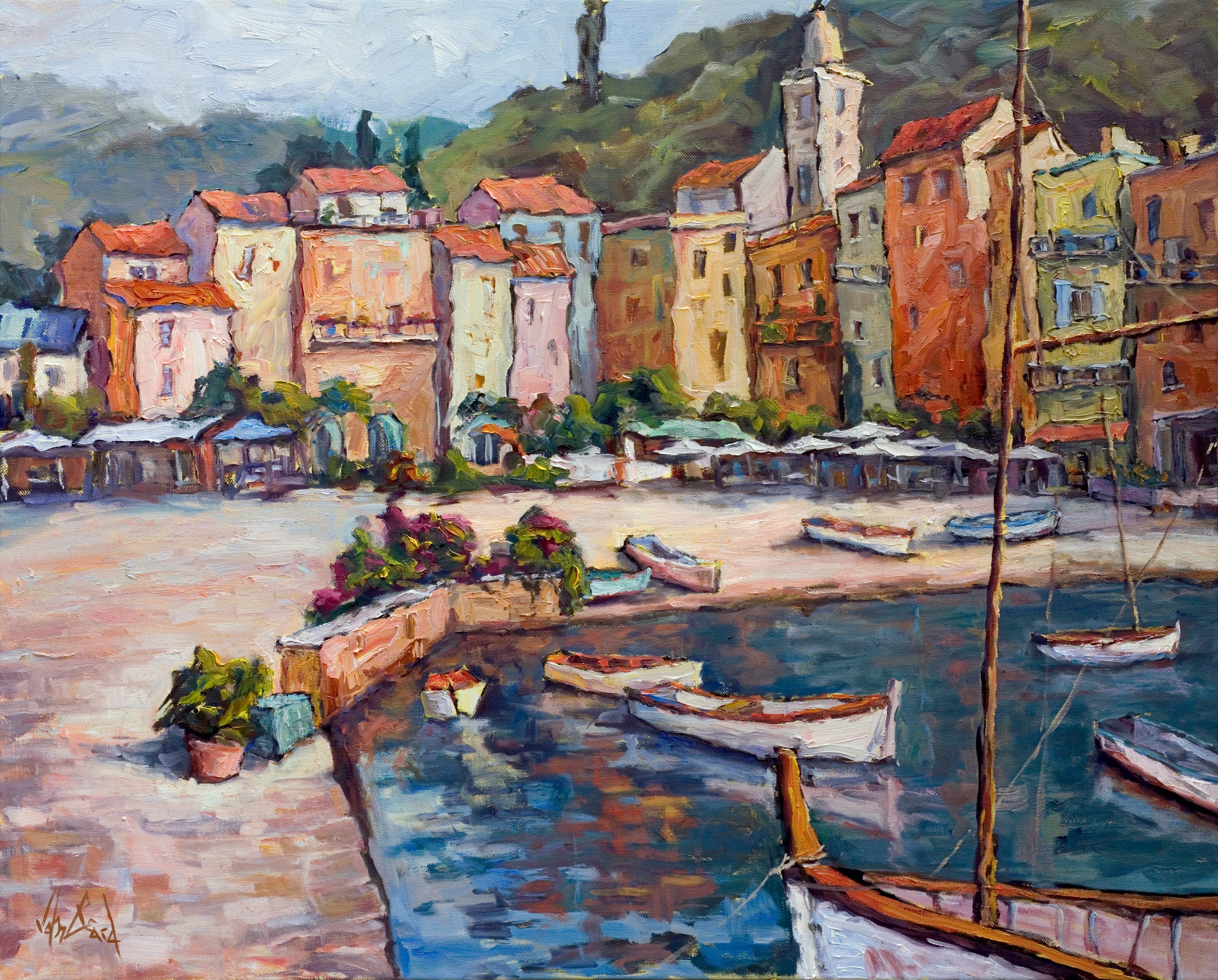 Cinque Terre Enhanced Canvas Print by John Beard Collection - main product image for Resin Society