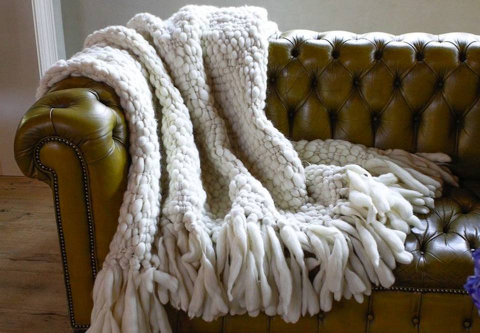 Clouds Chunky Knit Throw Blanket by Homelosophy