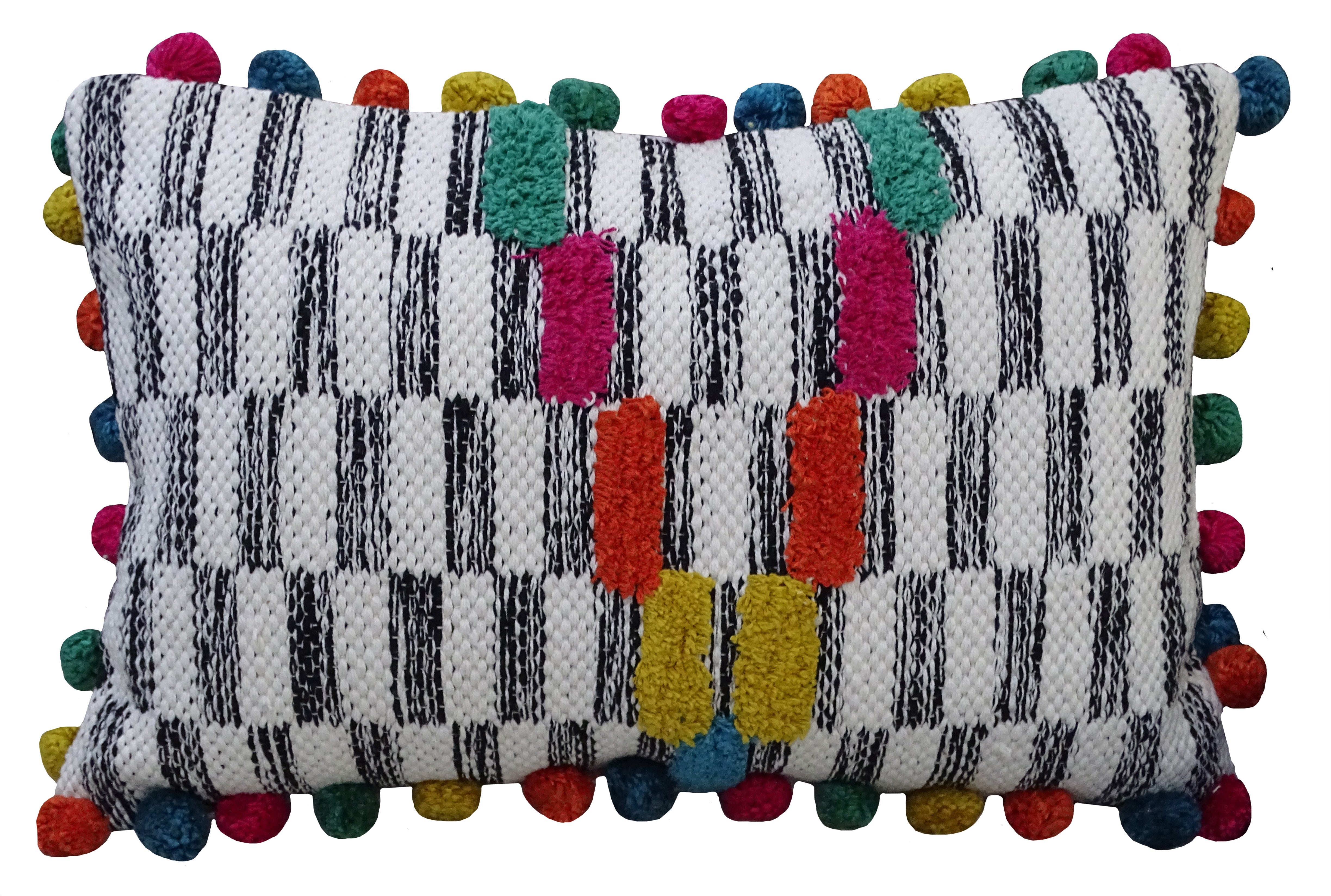 Colorful handwoven 14x24 inch decorative throw pillow