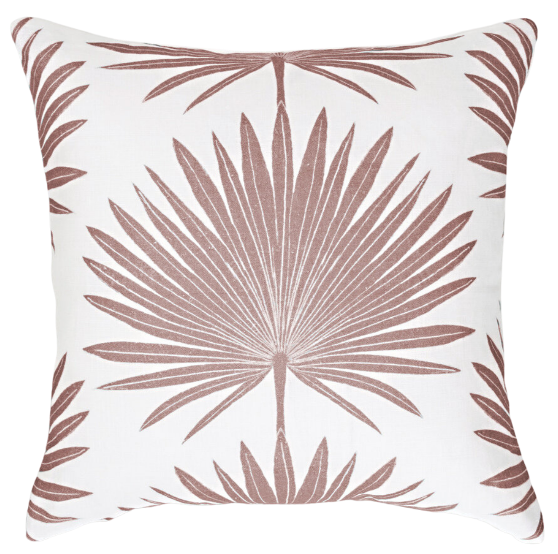 Lavender Palmetto Pillow Cover showing printed front and ivory linen backing