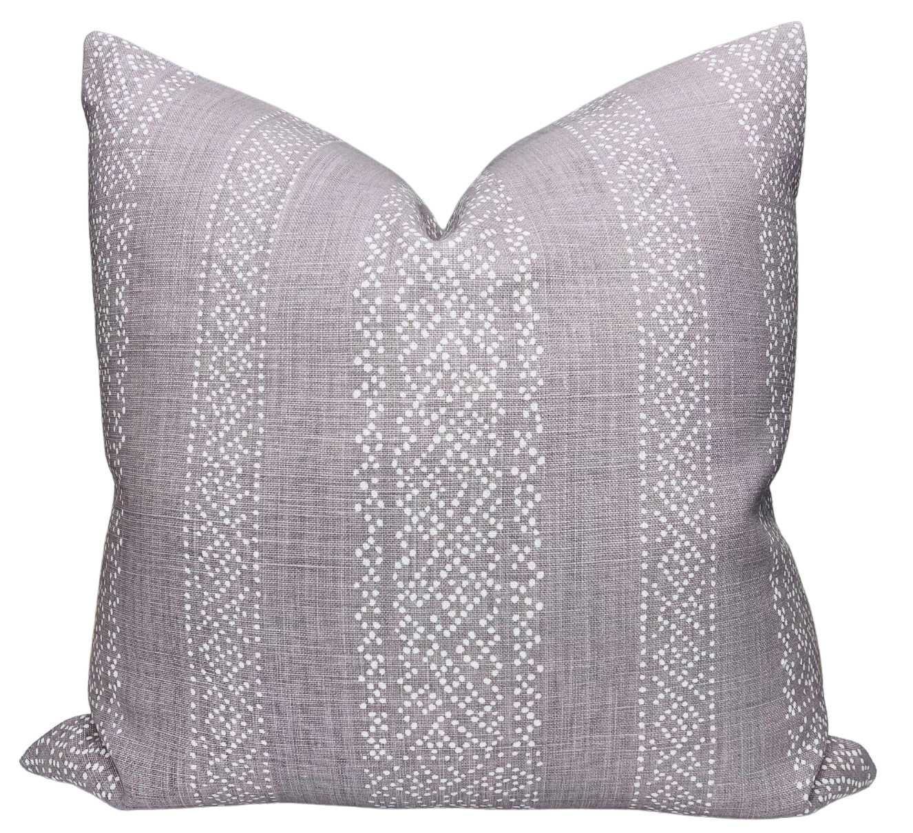 Miguel Pillow Cover in Lavender showing printed front and ivory linen back fabrics