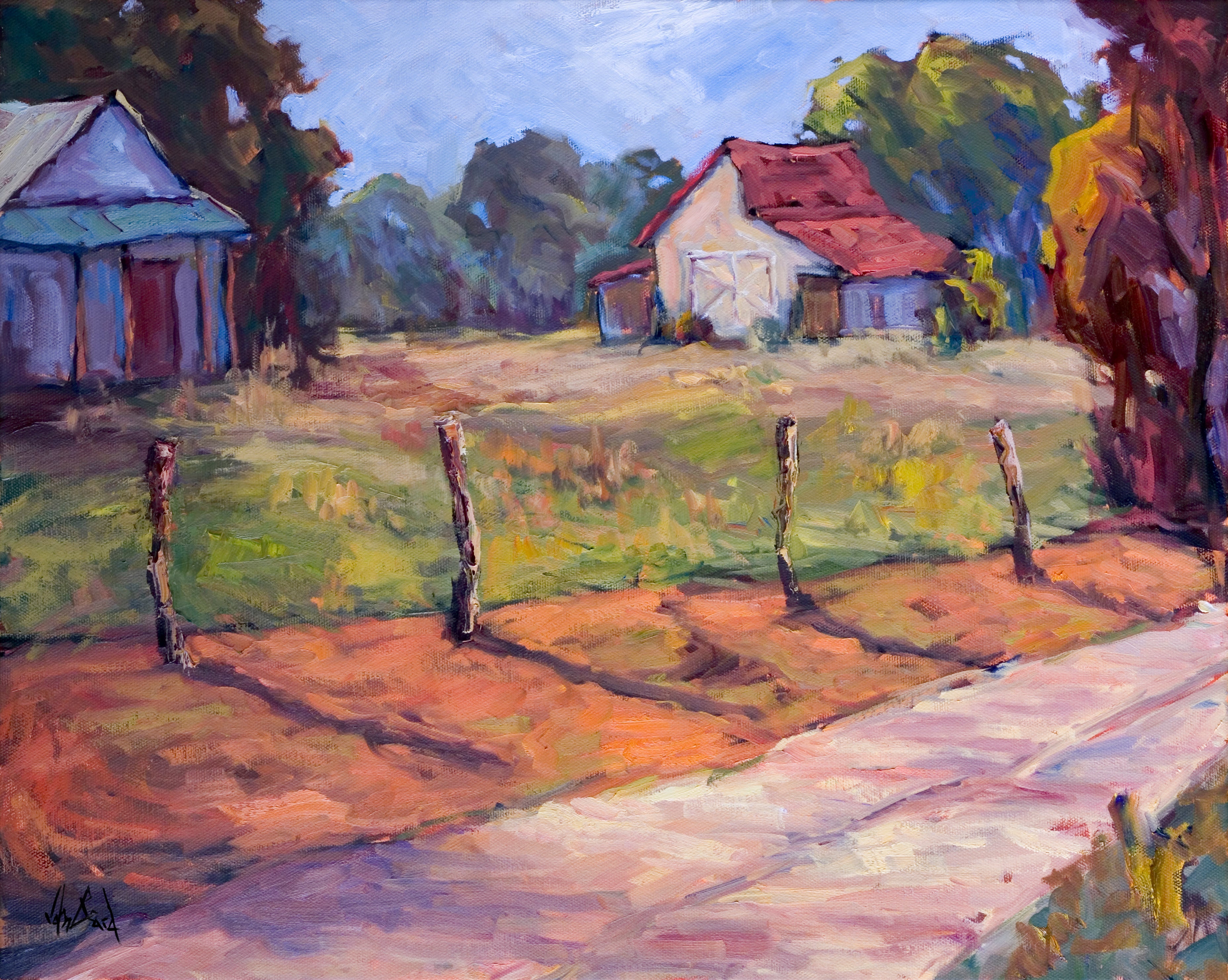 Country Lane Artist Enhanced Canvas Print by John Beard Collection - main product image for Resin Society