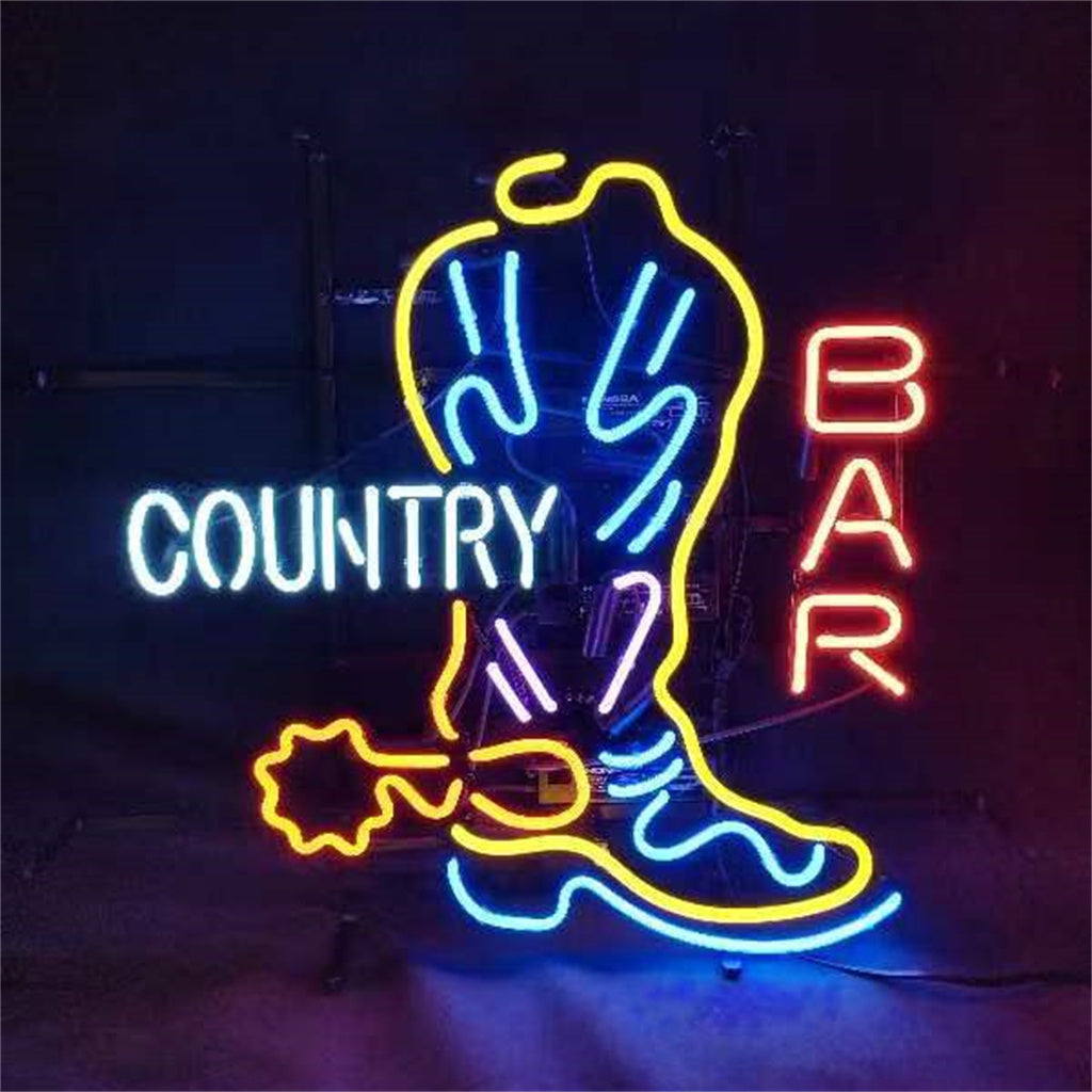 Country Bar with Cowboy Boot Neon Signs by Neon Signs Land - product image 3 for Resin Society