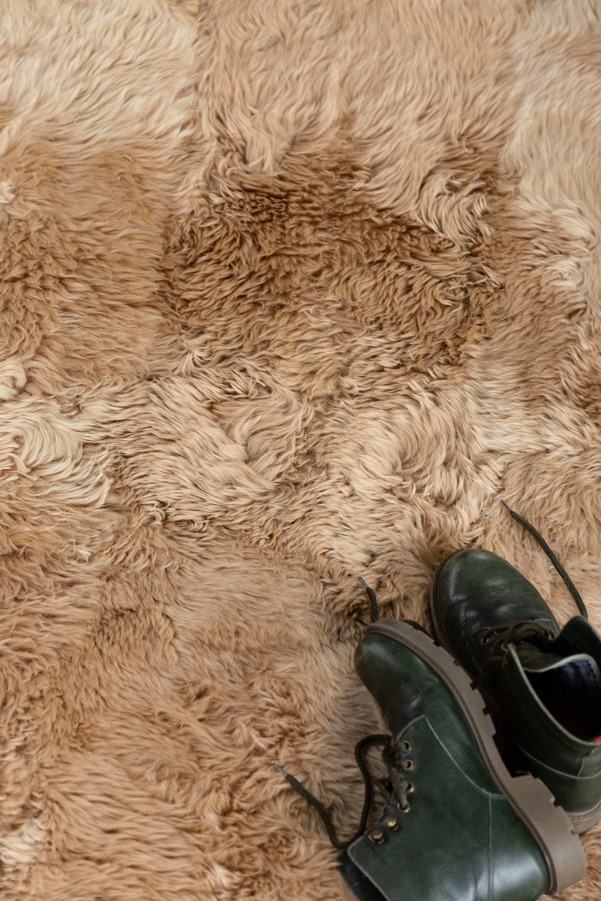 Long Hair - Beige Camel Sheepskin Rug by Homelosophy