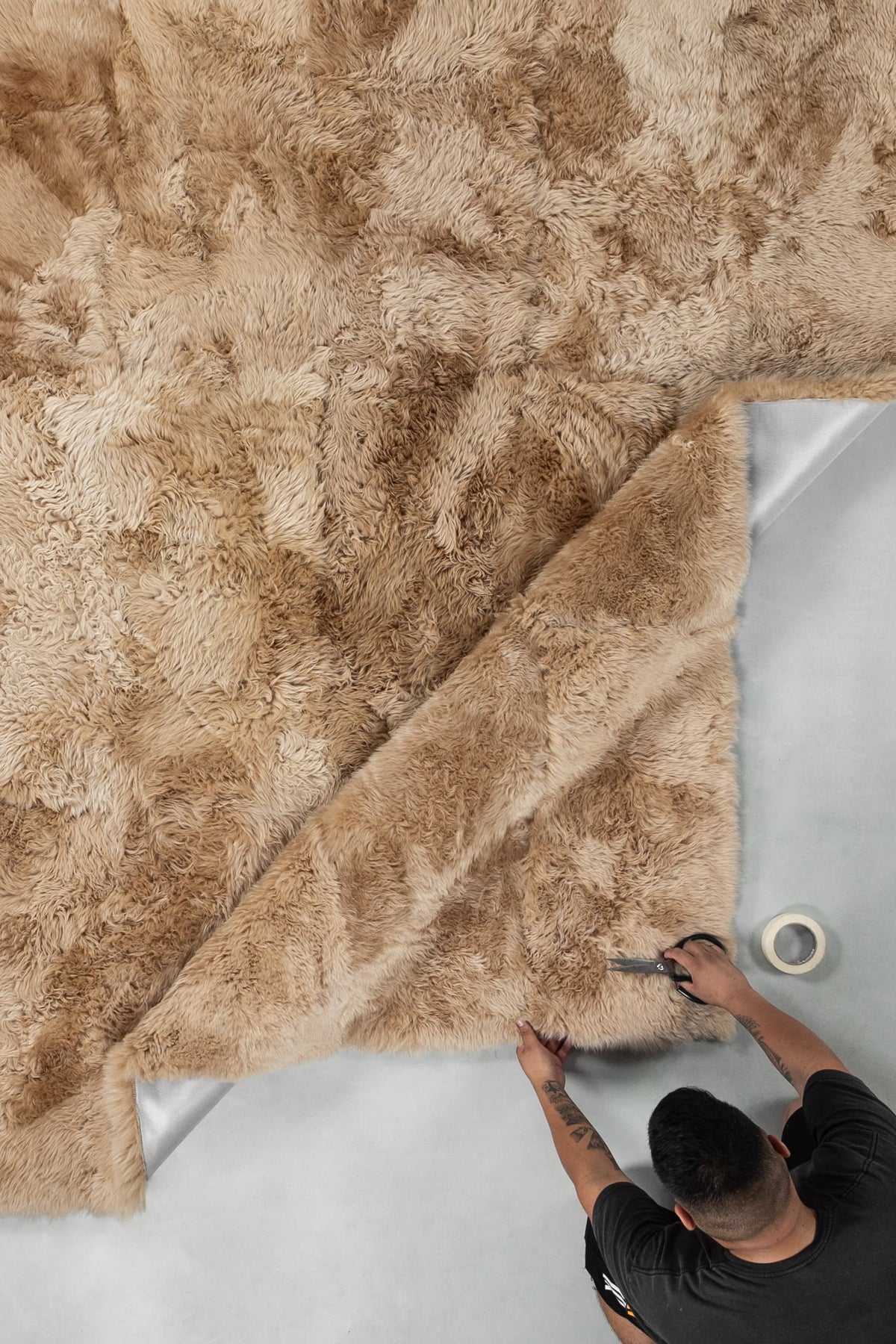 Long Hair - Beige Camel Sheepskin Rug by Homelosophy