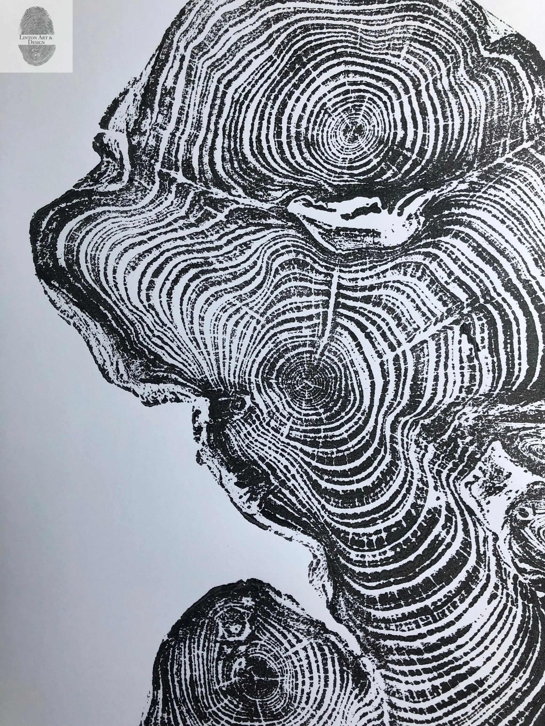 Cypress from Ireland, Tree ring art print, 18x24 inch woodcut by Linton Art
