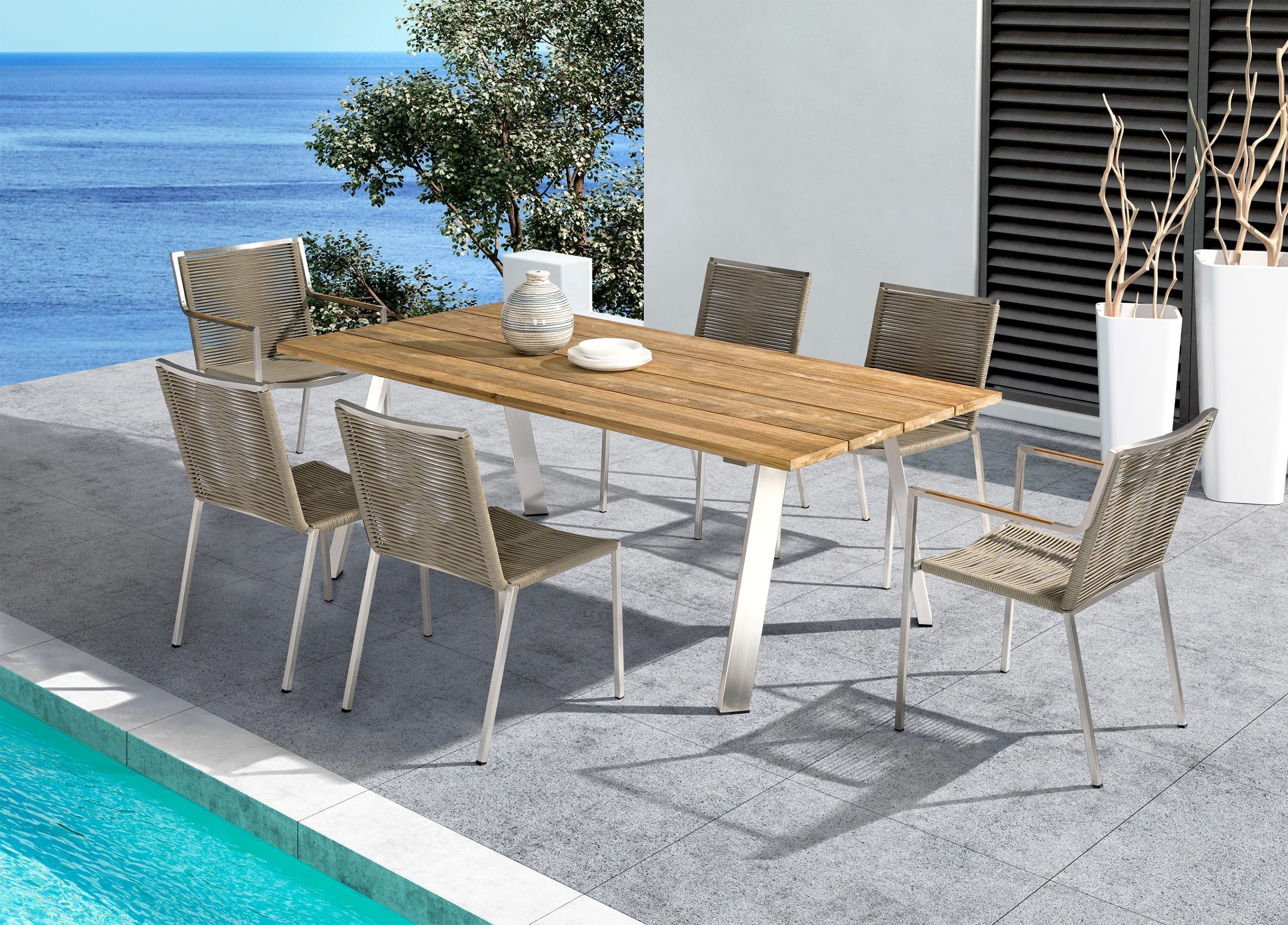 Rhea Outdoor Dining Chair Set of 4 detail image - Resin Society