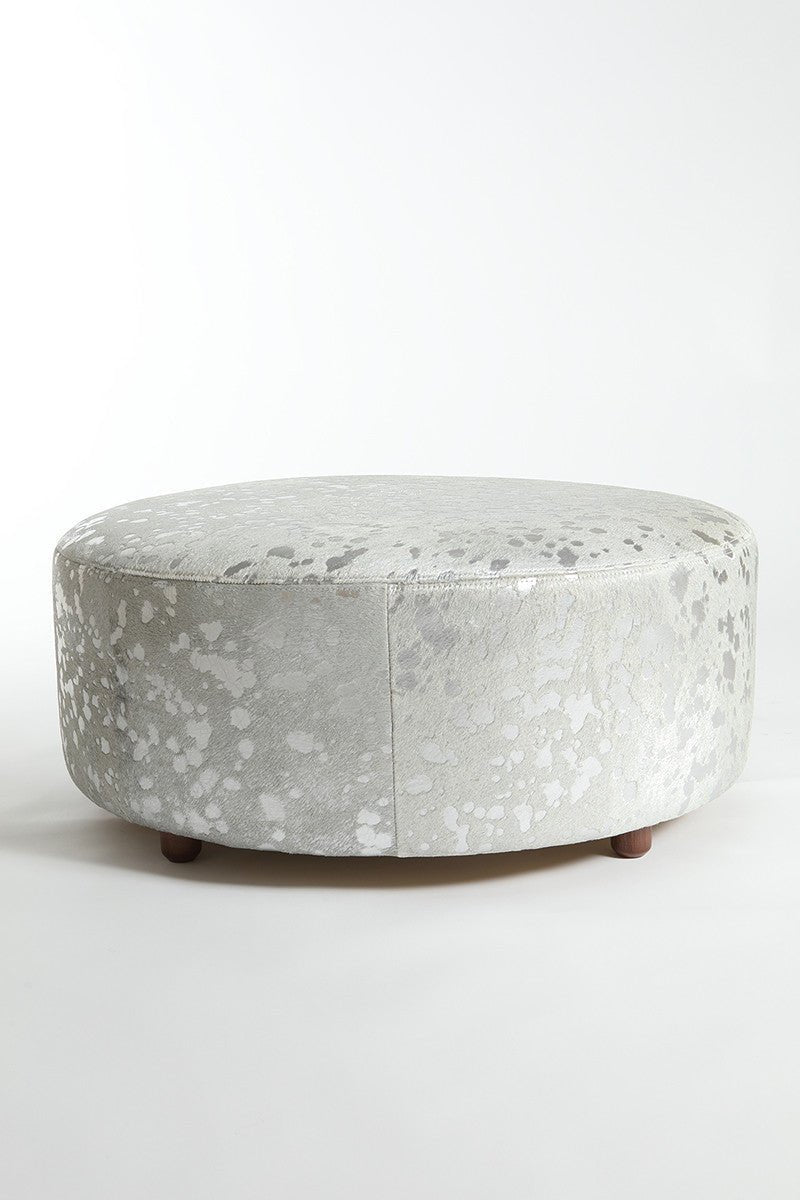 Round Cowhide Ottoman by Homelosophy