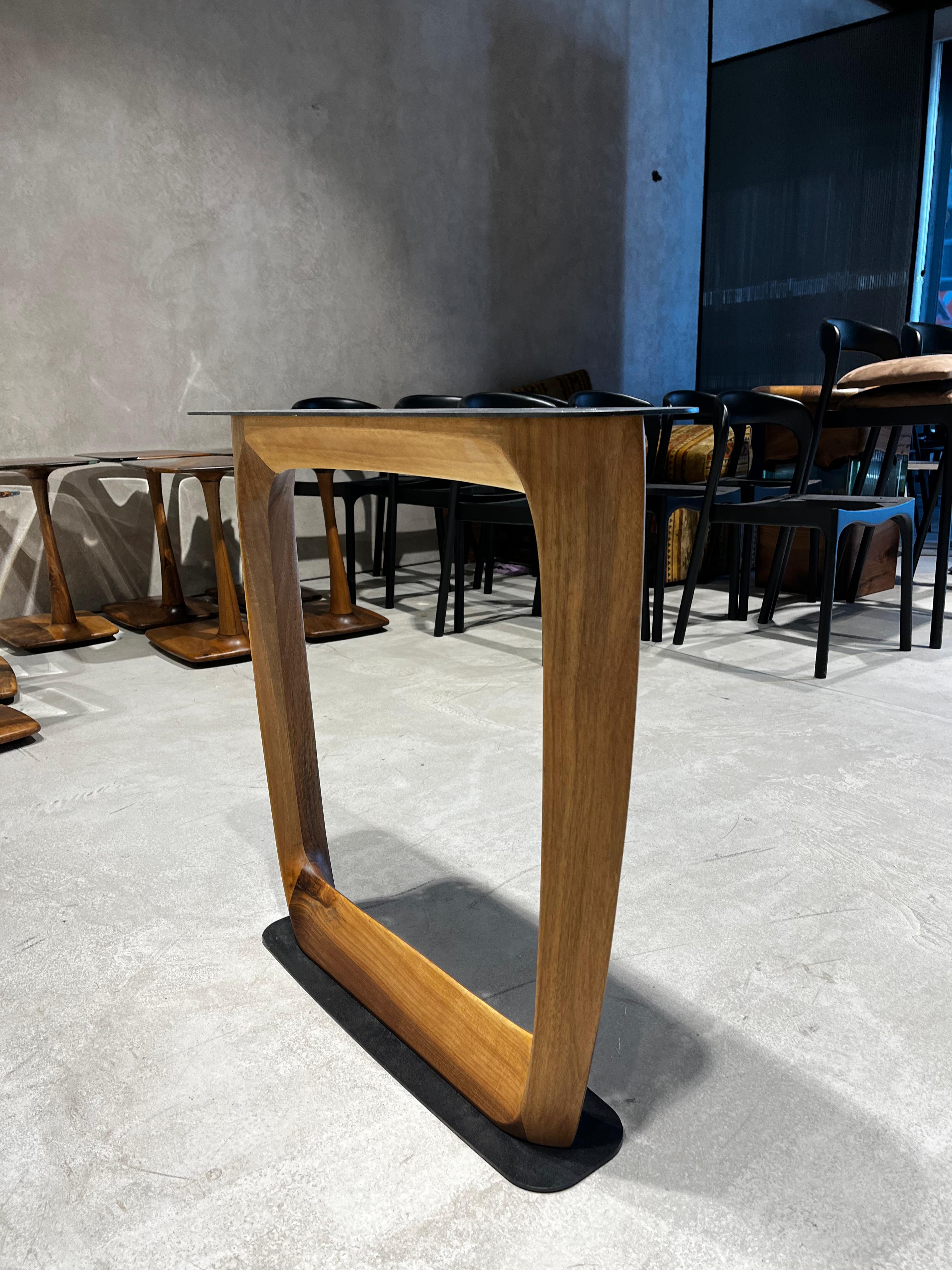 Epoxy Resin River Dining Table with Walnut Wood Legs showcasing natural wood and vibrant resin river design