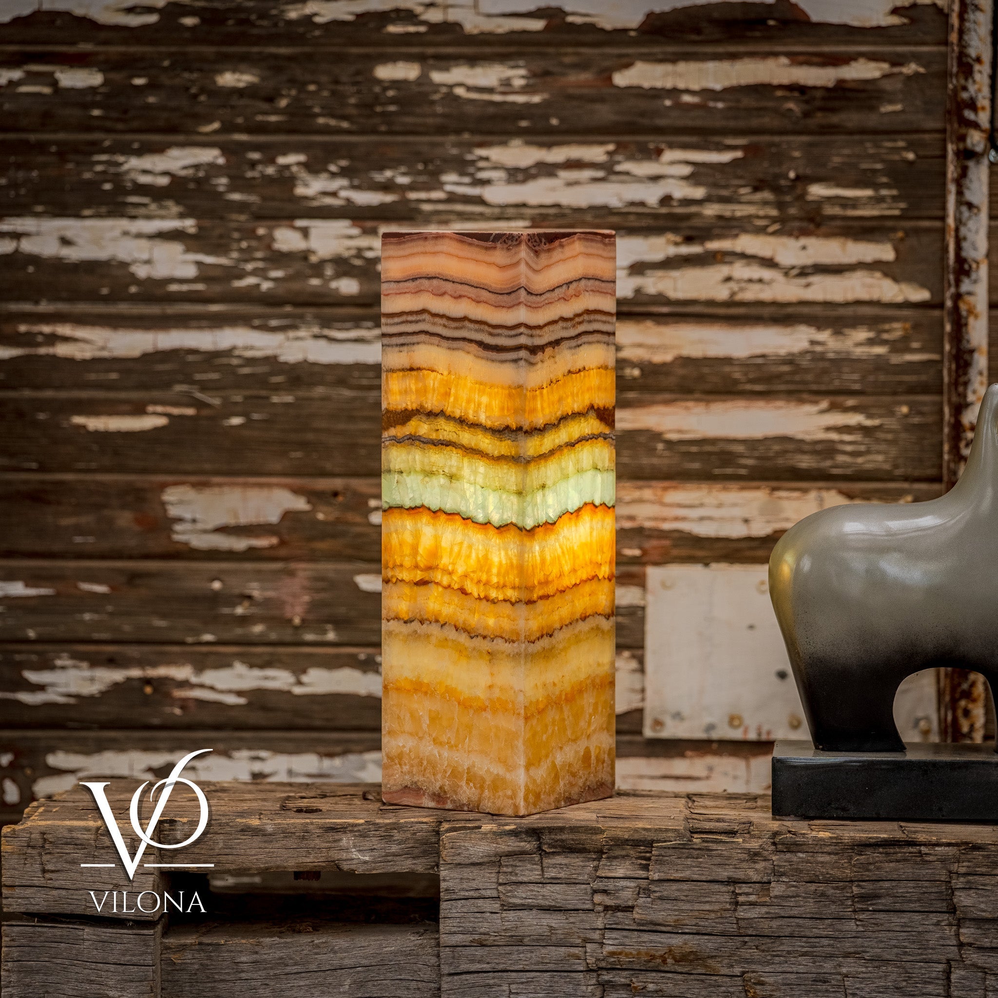 Aqua Onyx Square Table Lamp - 20" Tall, x 6"x 6" (Medium Pair #70) by Vilona Onyx - product image 6 for Resin Society