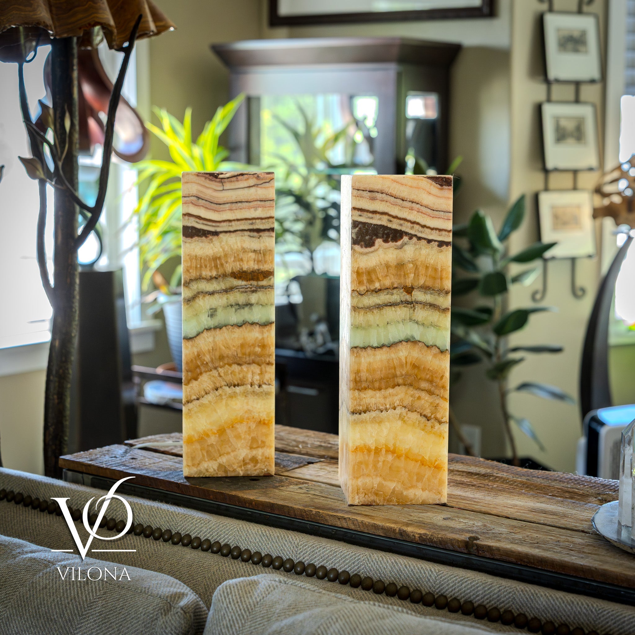 Aqua Onyx Square Table Lamp - 20" Tall, x 6"x 6" (Medium Pair #77) by Vilona Onyx - product image 11 for Resin Society