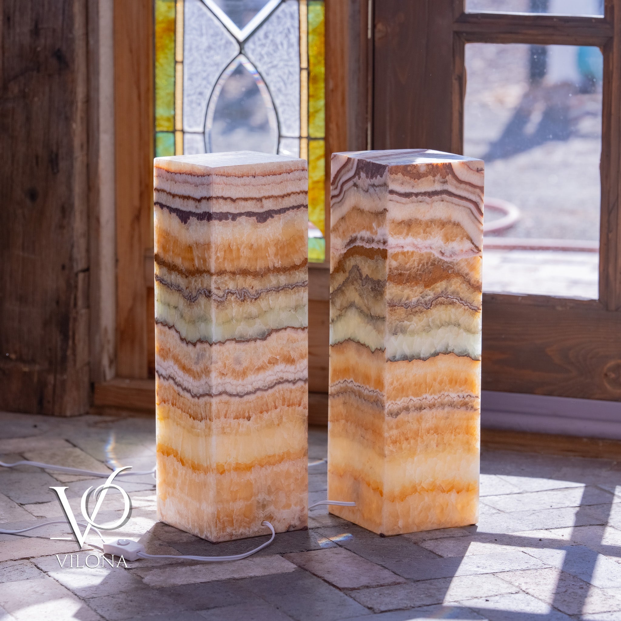 Aqua Onyx Square Table Lamp - 20" Tall, x 6"x 6" (Medium Pair #78) by Vilona Onyx - product image 5 for Resin Society