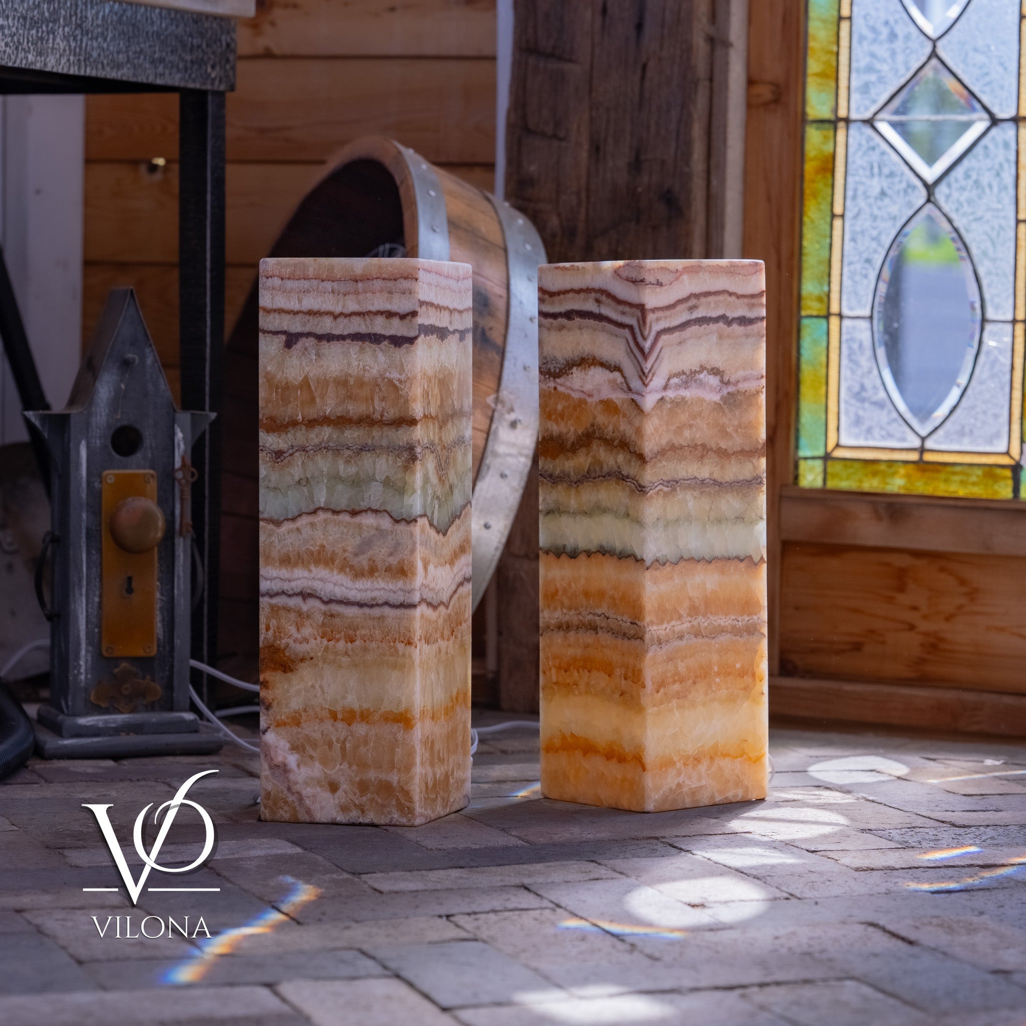 Aqua Onyx Square Table Lamp - 20" Tall, x 6"x 6" (Medium Pair #78) by Vilona Onyx - product image 6 for Resin Society