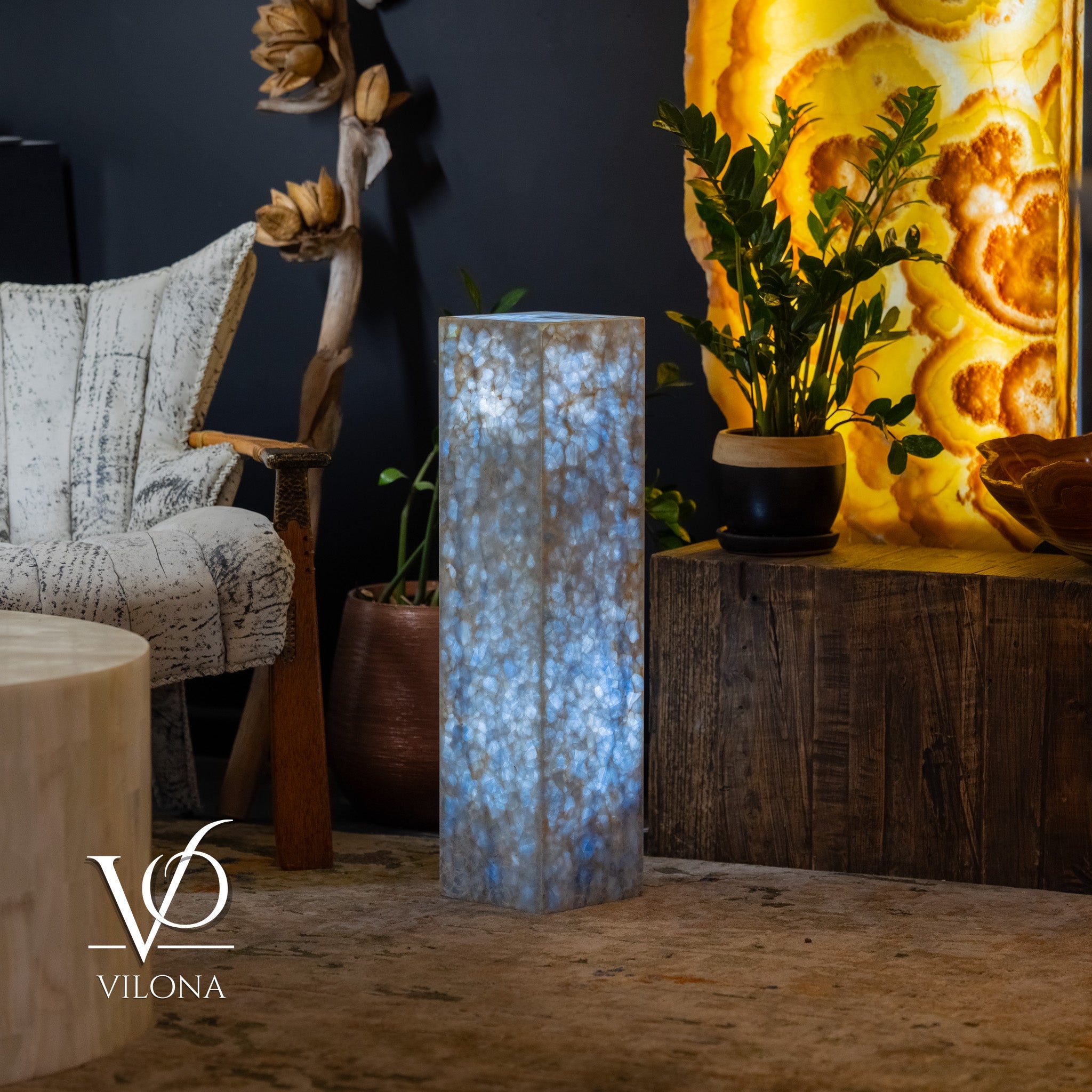 Arctic Onyx Floor Lamp - Small - 31.5"H x 8"W - Square - #3 by Vilona Onyx - product image 3 for Resin Society