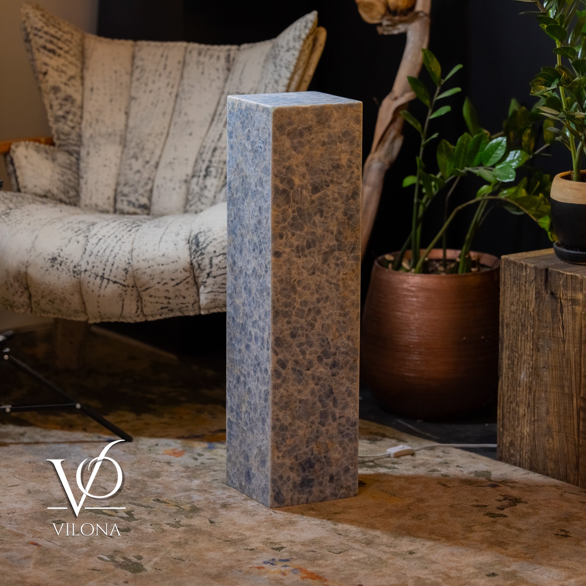 Arctic Onyx Floor Lamp - Small - 31.5"H x 8"W - Square - #3 by Vilona Onyx - product image 2 for Resin Society