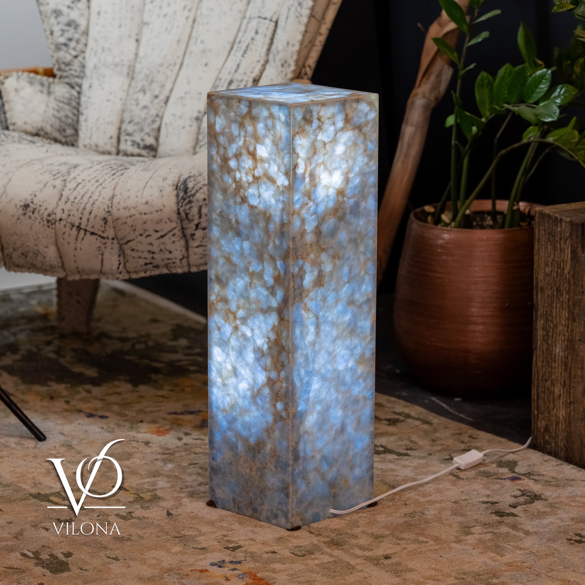 Arctic Onyx Floor Lamp - Small - 27.5"H x 8"W - Square - #4 by Vilona Onyx - product image 3 for Resin Society