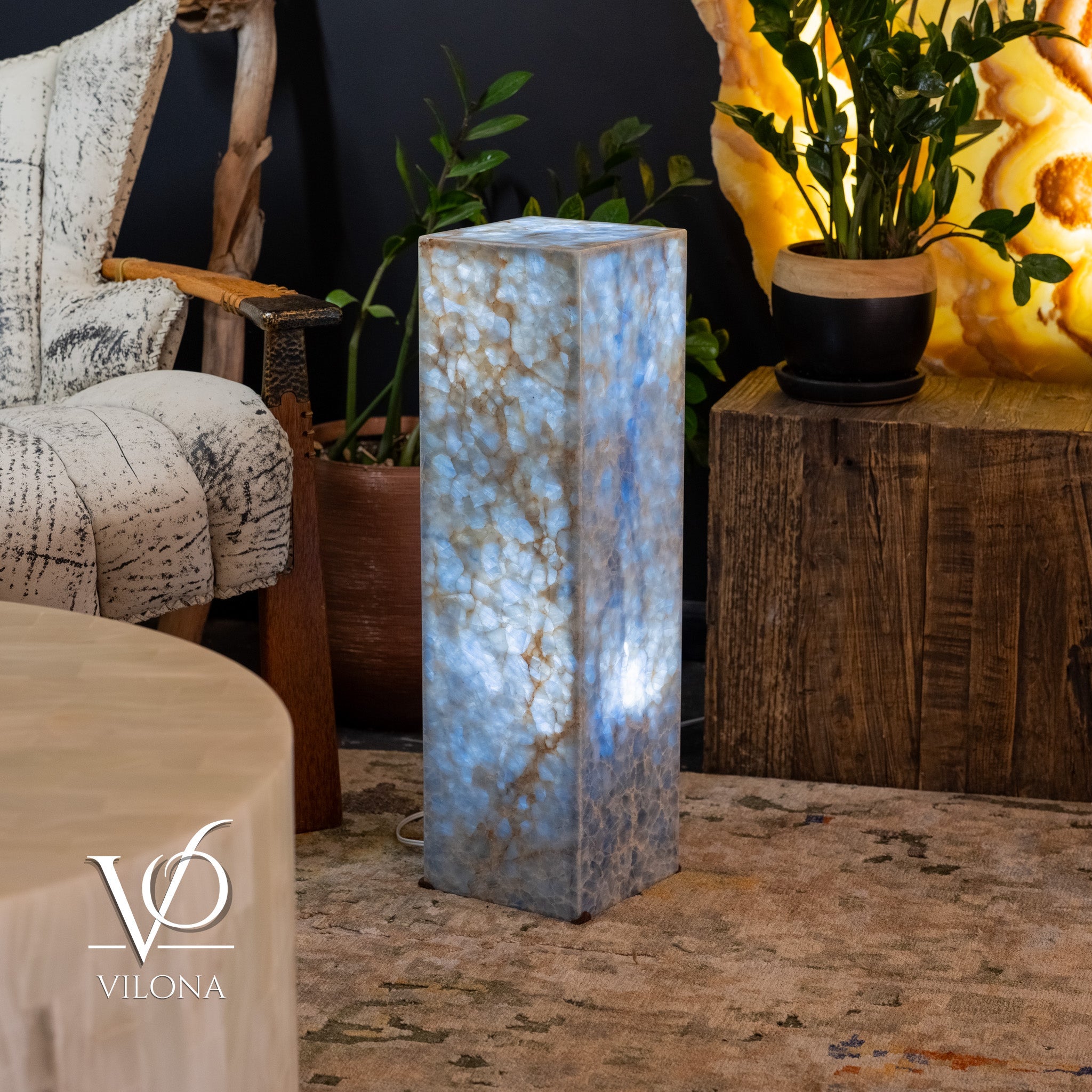 Arctic Onyx Floor Lamp - Small - 27.5"H x 8"W - Square - #4 by Vilona Onyx - product image 7 for Resin Society