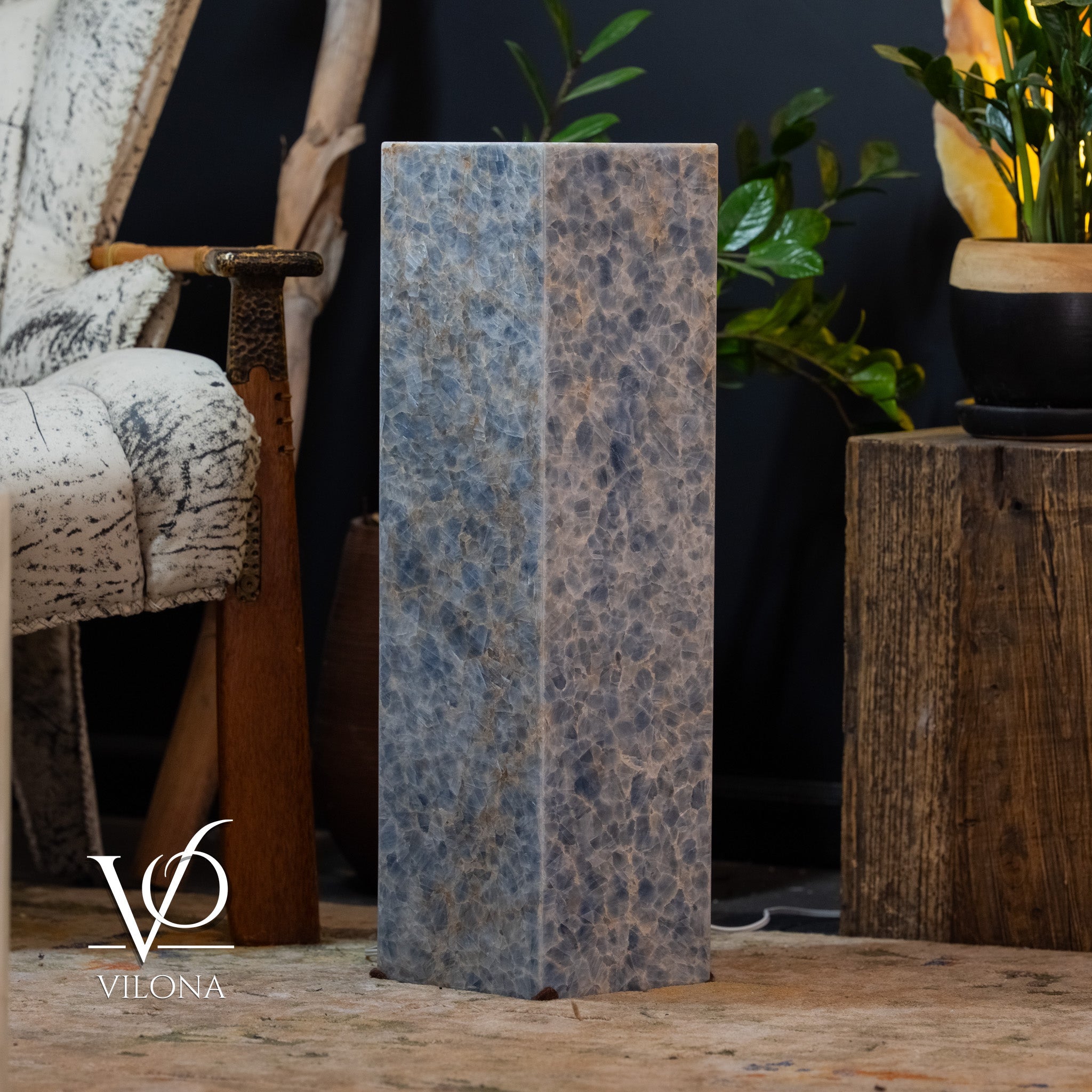 Arctic Onyx Floor Lamp - Small - 27.5"H x 8"W - Square - #4 by Vilona Onyx - product image 2 for Resin Society