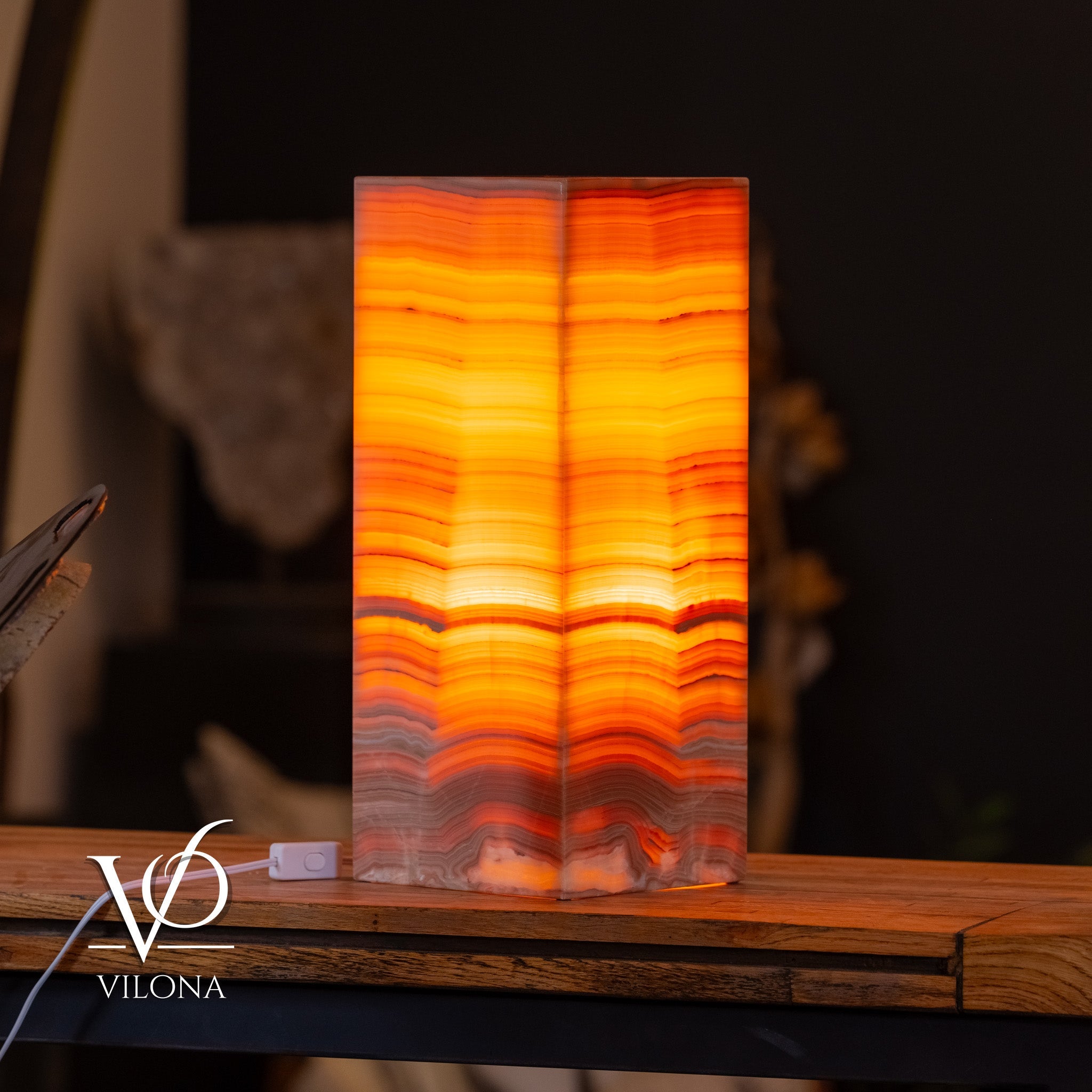 Miami Sunset Onyx Table Lamp – 20″ × 8″ Large Square #1