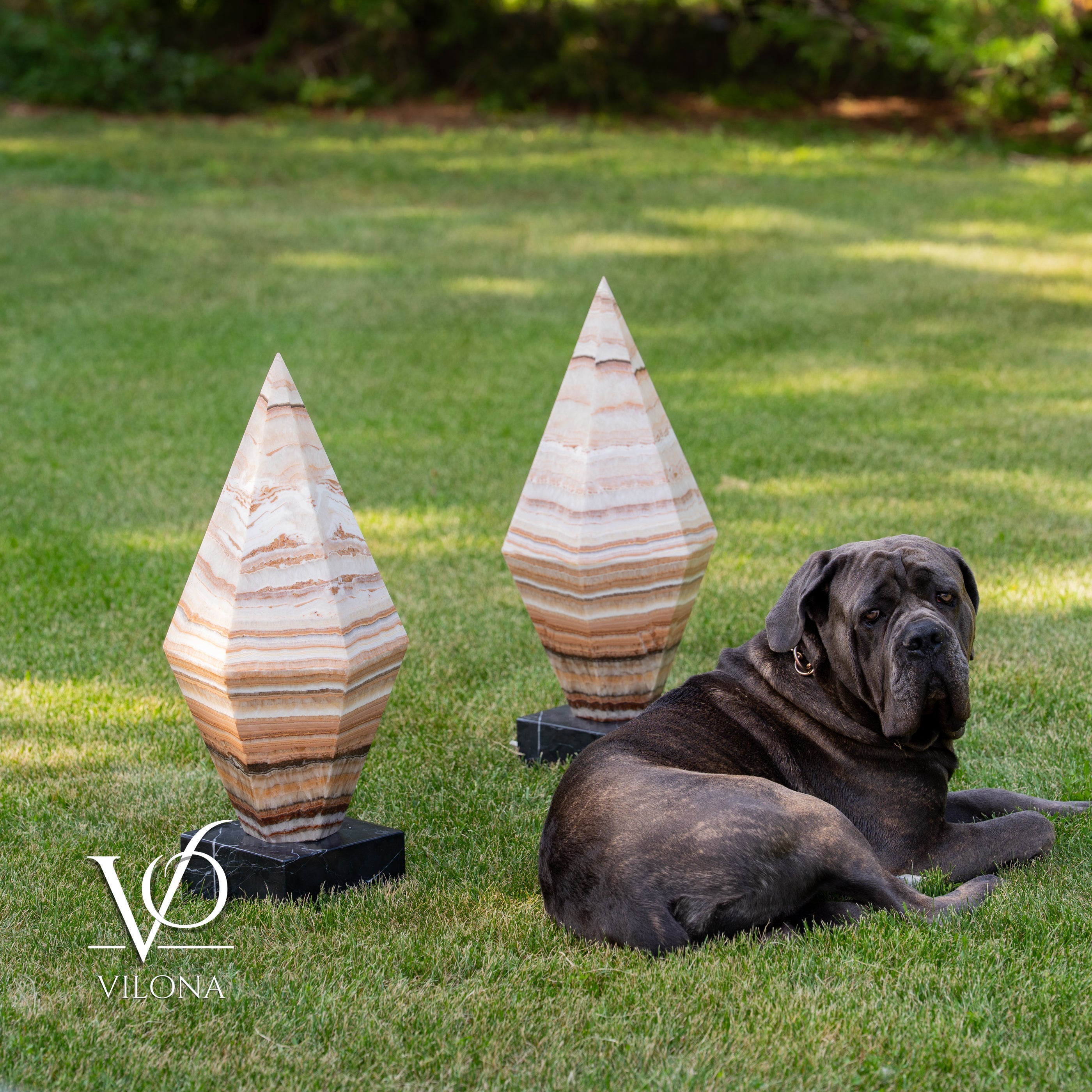 Sahara Onyx Bi-Pyramid Sculptural Lamp Pair – Natural Stone Lighting by Vilona Onyx - product image 8 for Resin Society