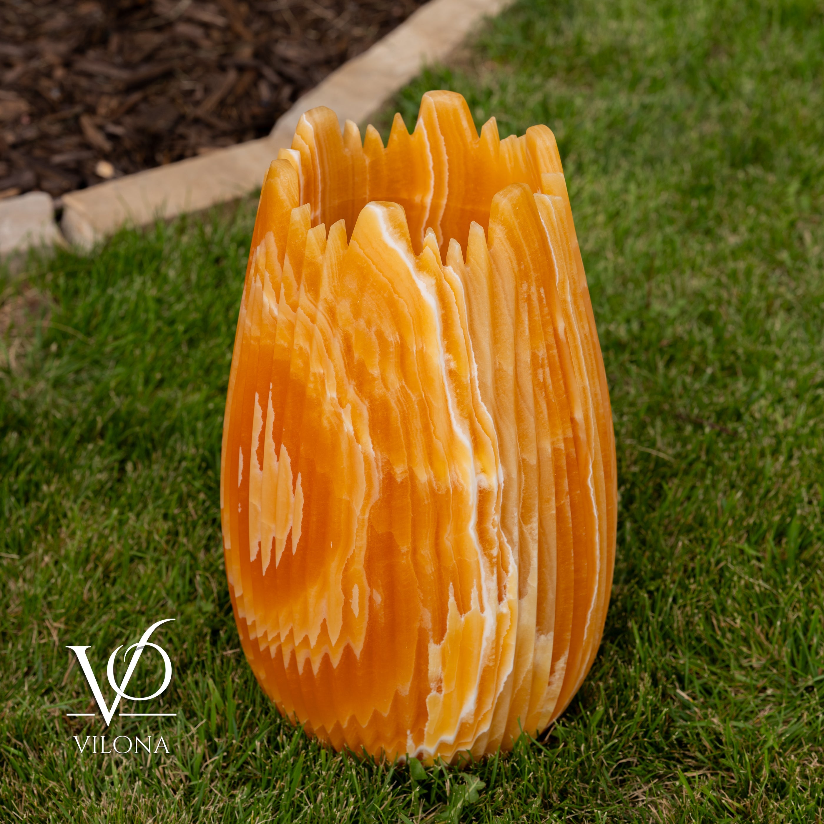 Miami Sunset Onyx Crown Lamps - Sculptural Natural Stone Pair by Vilona Onyx - product image 20 for Resin Society