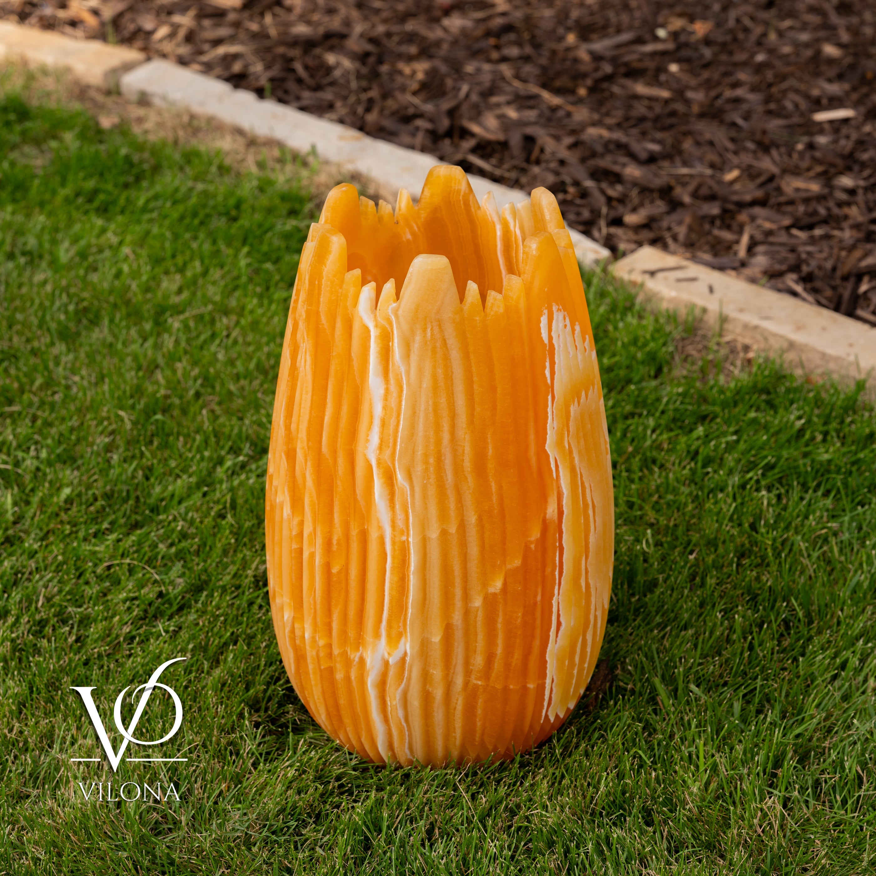 Miami Sunset Onyx Crown Lamps - Sculptural Natural Stone Pair by Vilona Onyx - product image 19 for Resin Society