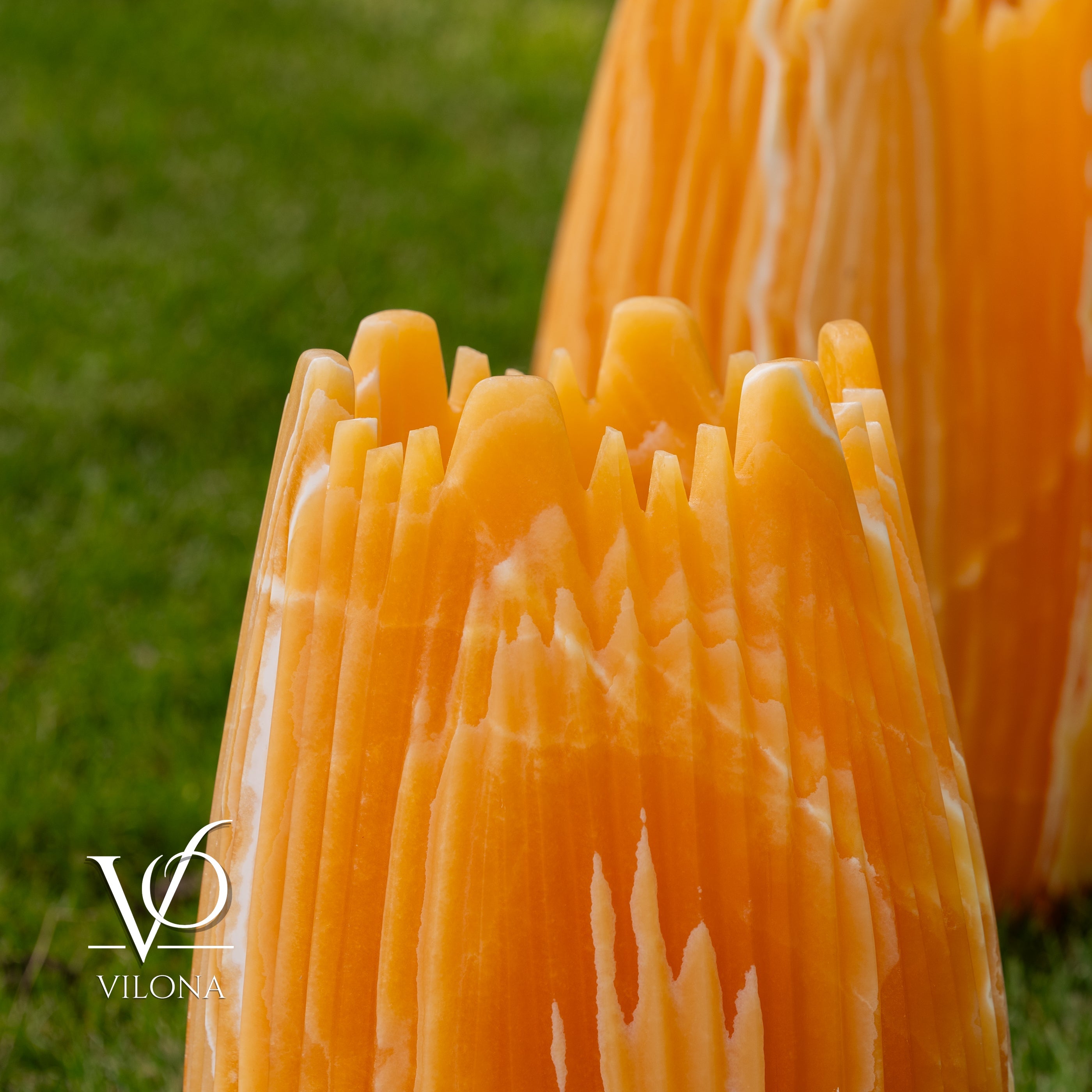 Miami Sunset Onyx Crown Lamps - Sculptural Natural Stone Pair by Vilona Onyx - product image 5 for Resin Society