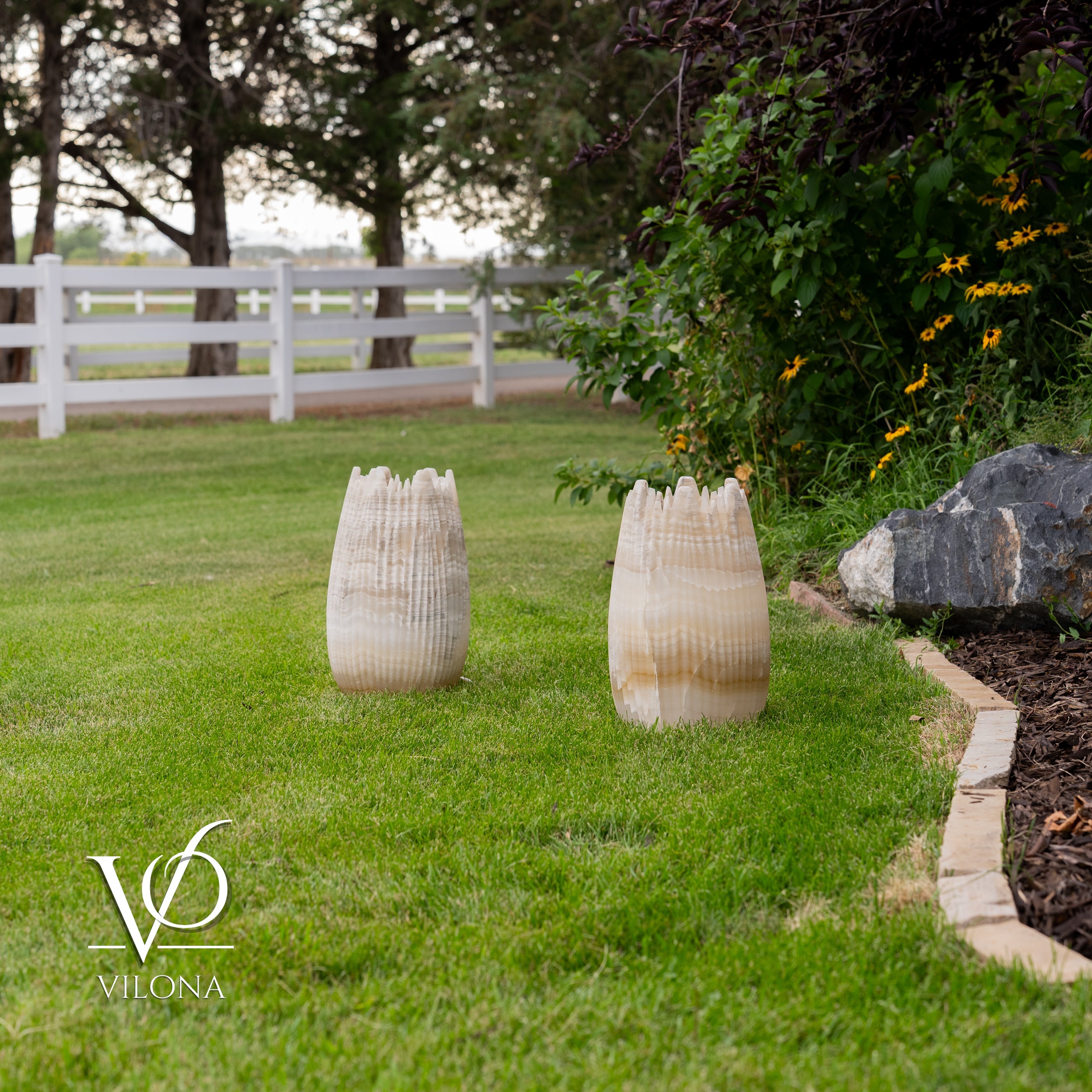 White Ice Onyx Crown Lamps - Sculptural Natural Stone Pair by Vilona Onyx - product image 4 for Resin Society